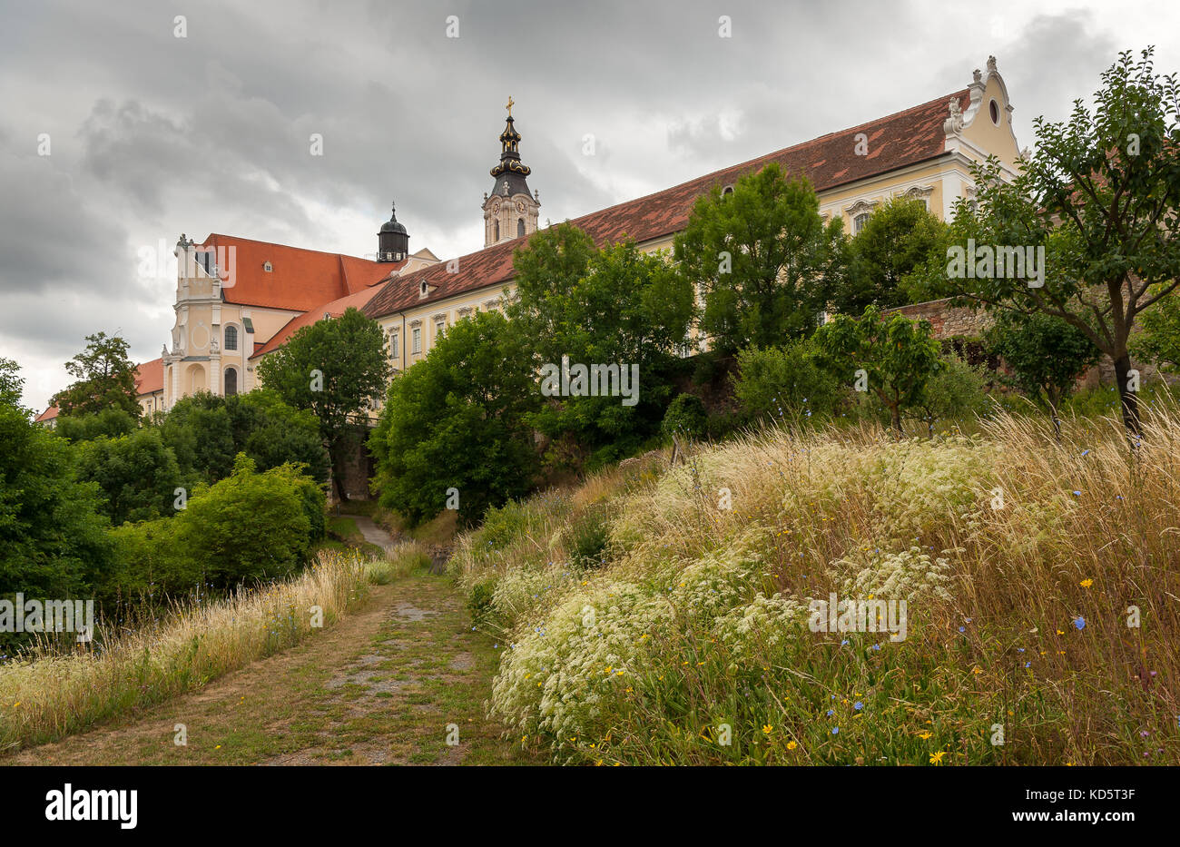 Panorama auf das Stift Altenburg von unten gesehen Stockfoto
