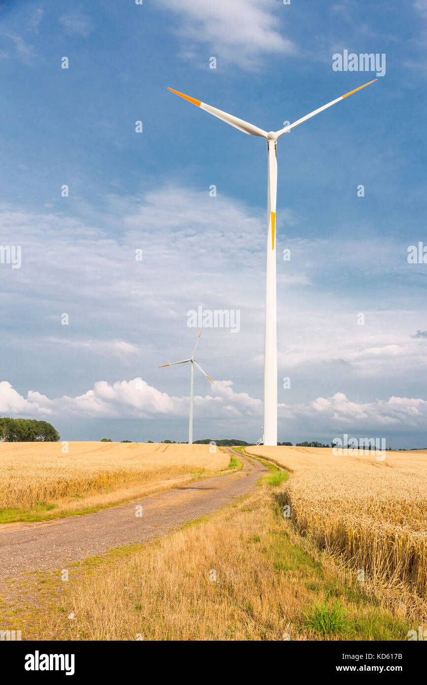 Sehenswürdigkeiten in Polen. windparks an der polnischen Küste. Stockfoto