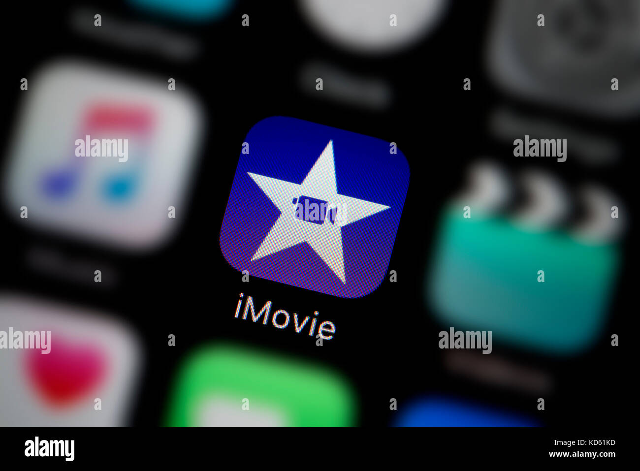 Eine Nahaufnahme der App "iMovie", wie auf dem Bildschirm eines Apple iPhone (nur redaktionelle Nutzung) Stockfoto