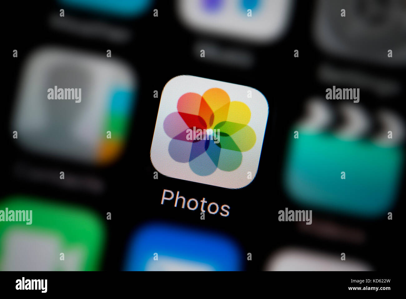 Eine Nahaufnahme der Fotos App, wie auf dem Bildschirm eines Apple iPhone (nur redaktionelle Nutzung) Stockfoto
