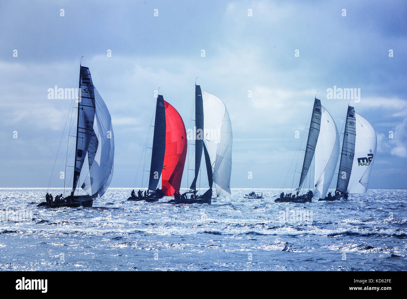 Weltmeisterschaft, Lanzarote 19. nov. 2011. rc44 Klasse Verein an Tag 4 Fleet Racing Stockfoto