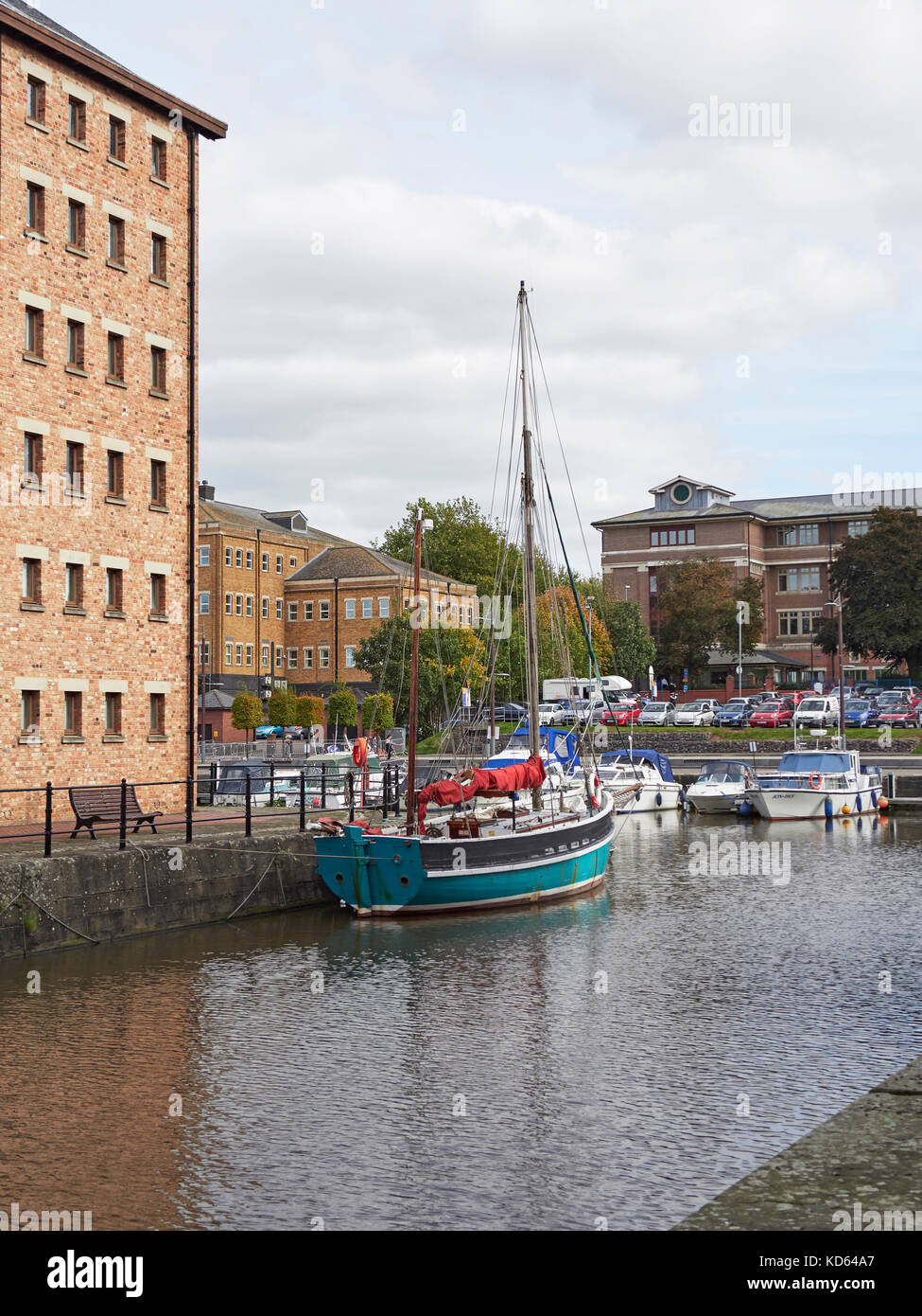 Die Stadt von Gloucester und gloucester Docks und Lager Stockfoto