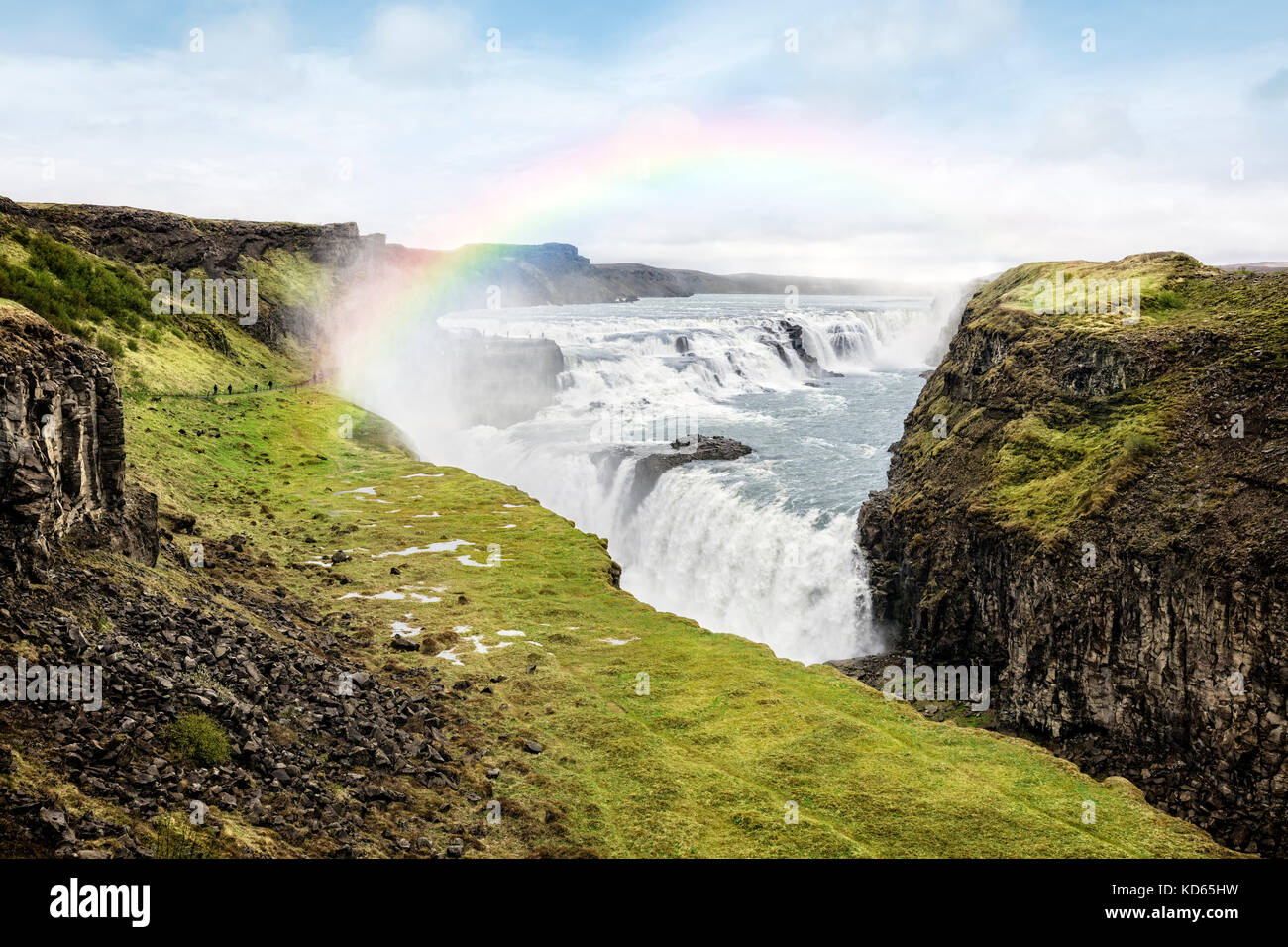 Gullfoss Wasserfall im Sommer Island Stockfoto