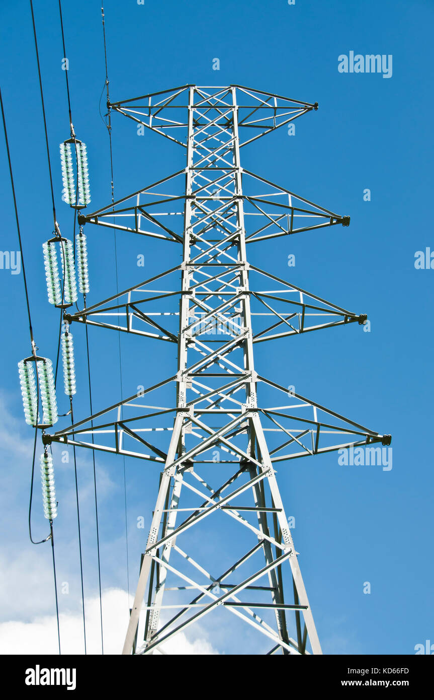 Hohe Spannung elektrische Power Tower. Stockfoto