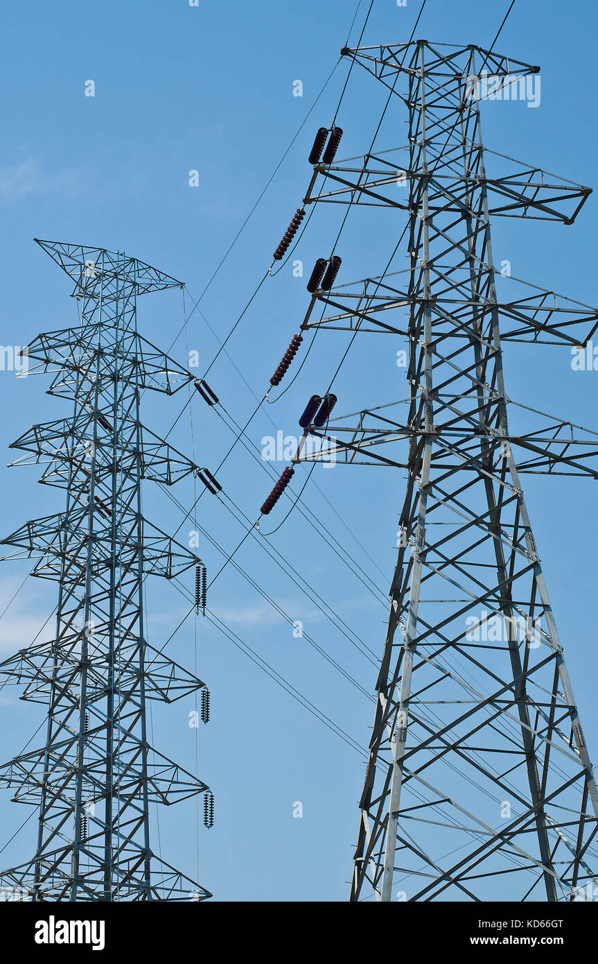 Hohe Spannung elektrische Power Tower. Stockfoto