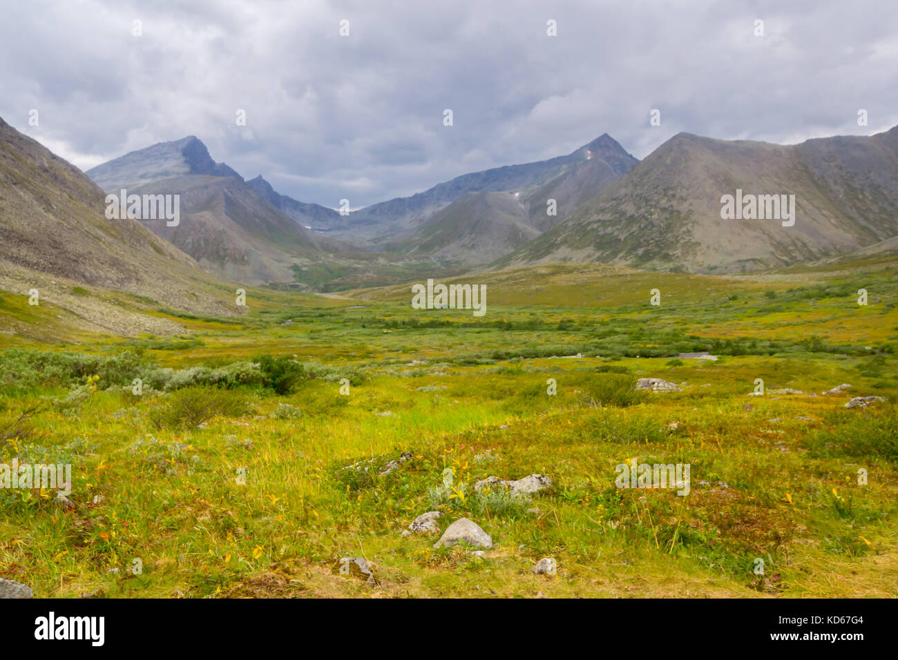 Die Subpolaren Ural mit Blick auf die Berge. Wandern. august 2017 Stockfoto