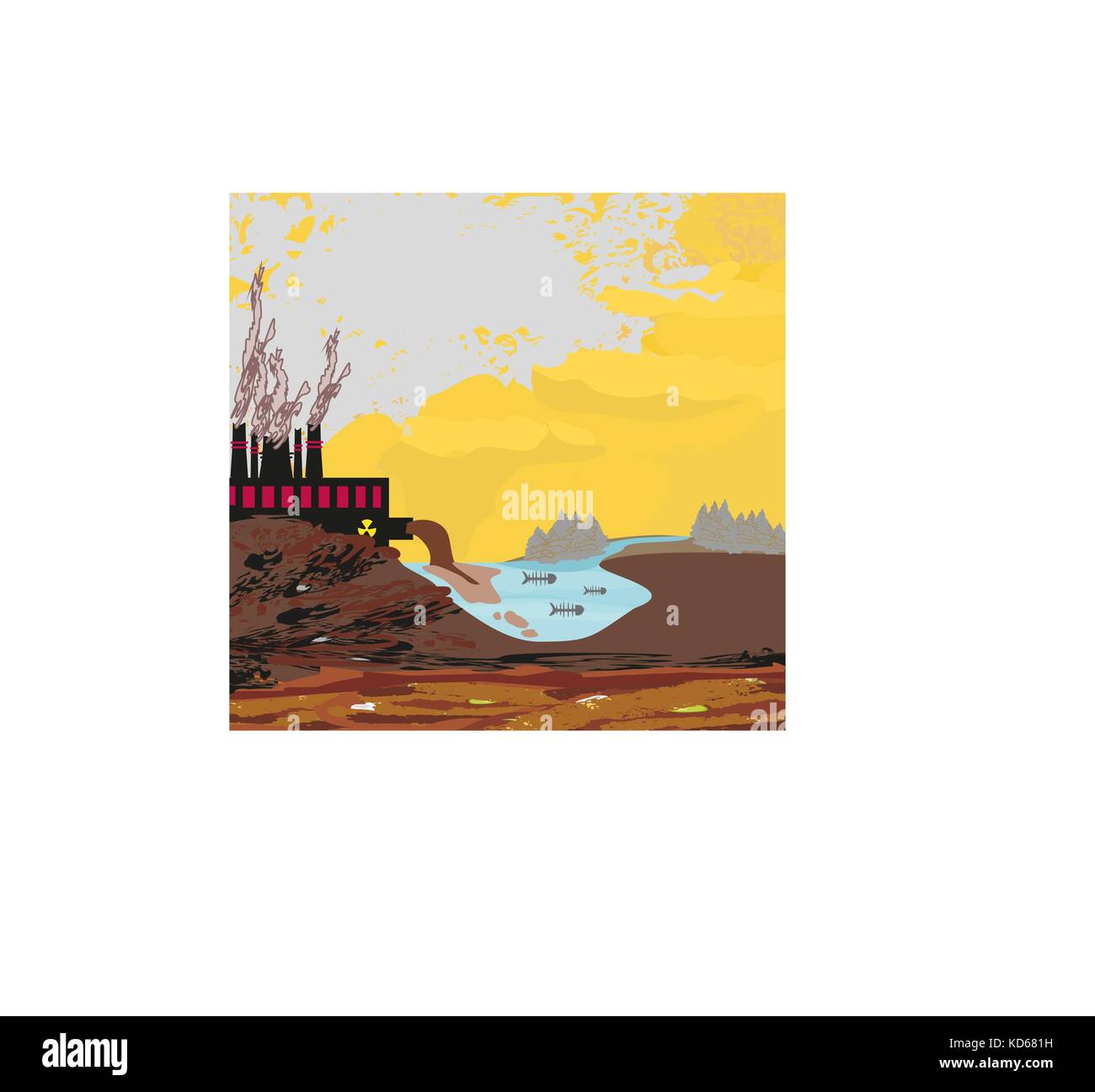 Luft verschmutzen Fabrikschornsteine Stock Vektor