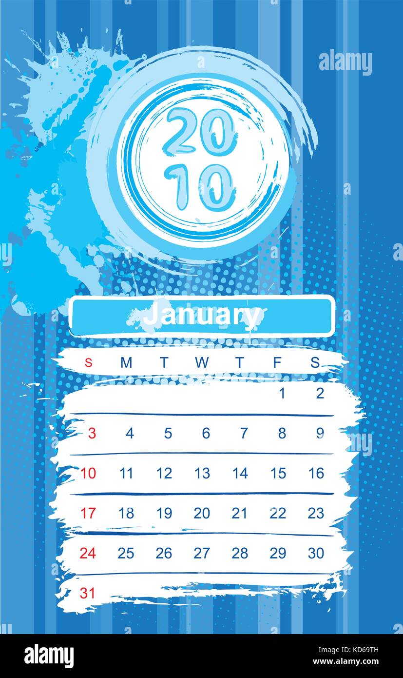 Vorlage von Januar 2010 Stock Vektor