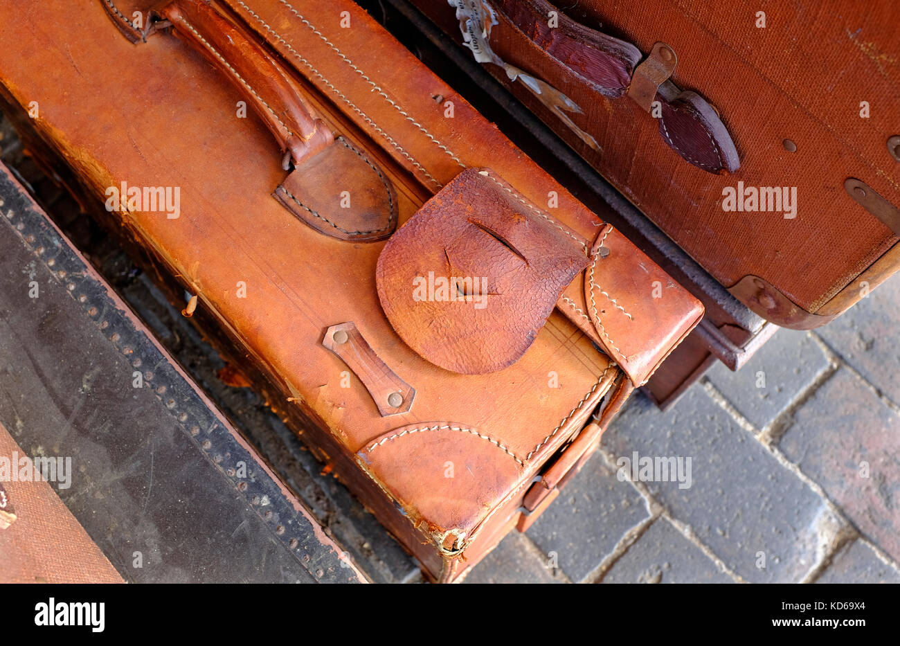 Vintage retro style Leder Gepäck Stockfoto