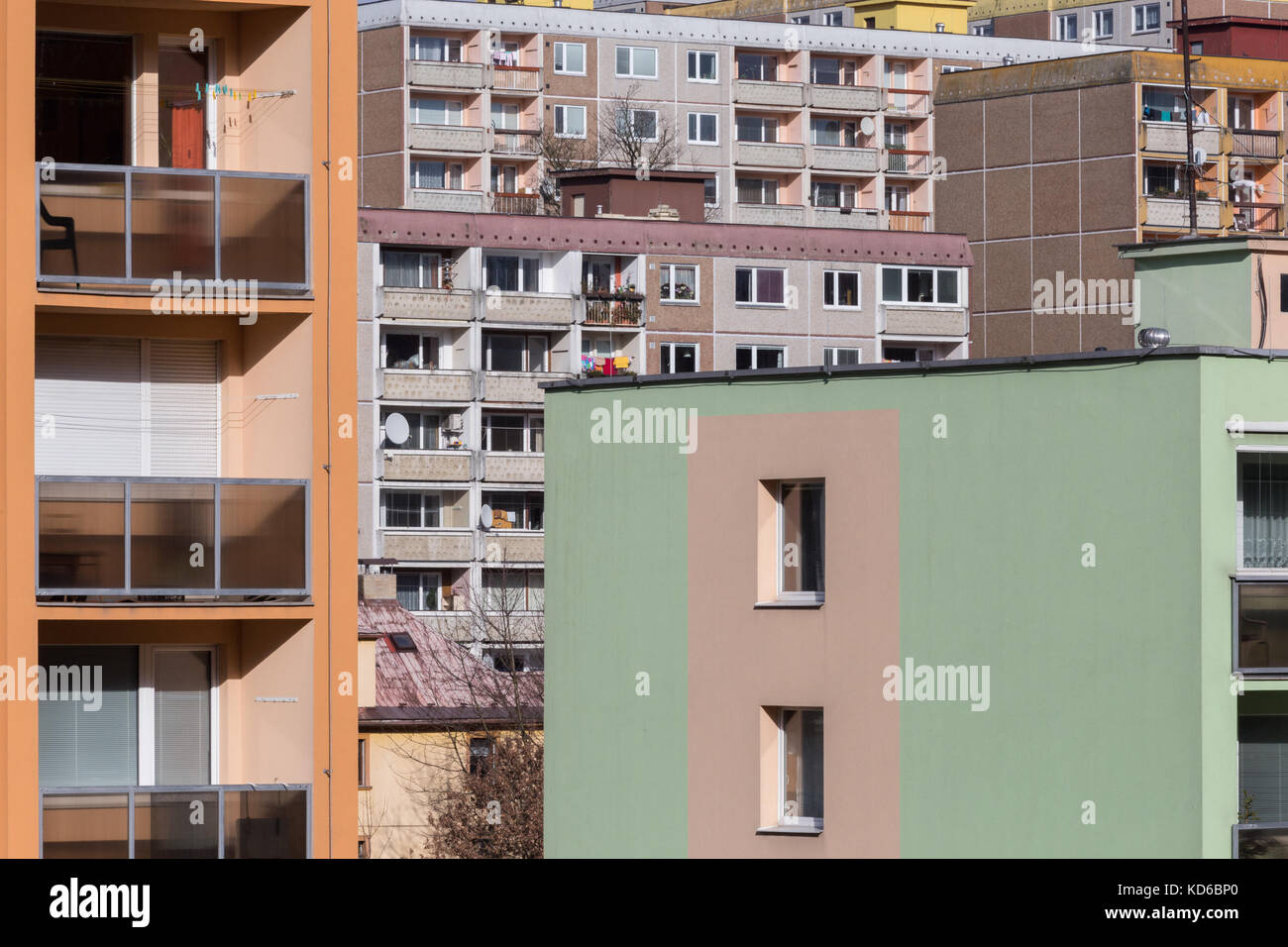 Der sozialistische Realismus Architektur in osteuropäischen Stadt Liberec Stockfoto