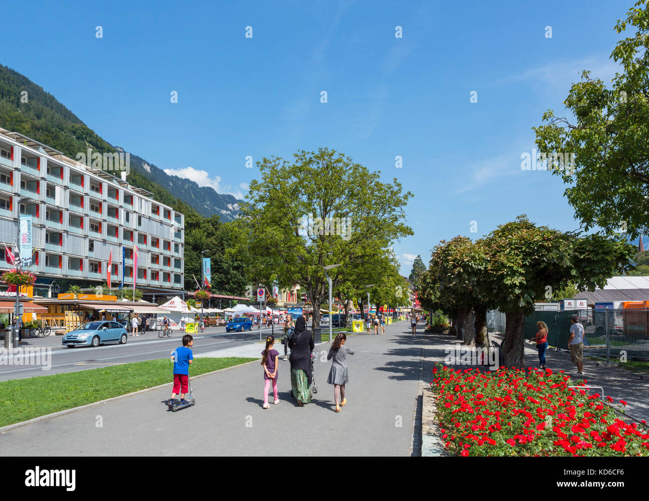 Höheweg, die Hauptstraße in Interlaken, Schweiz Stockfoto