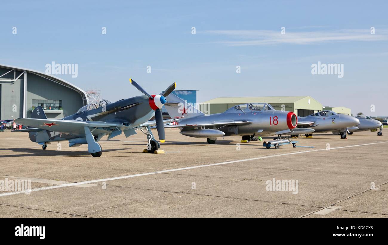 Wird Grennwood Jakowlew Yak-3 auf dem Flug am IWM Duxford 2017 die Schlacht um England Air Show Stockfoto