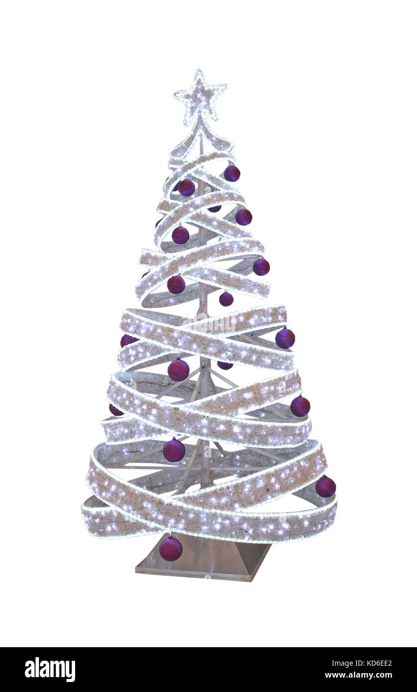 Glänzende lichter Weihnachtsbaum mit Freistellungspfad isoliert im Lieferumfang enthalten Stockfoto