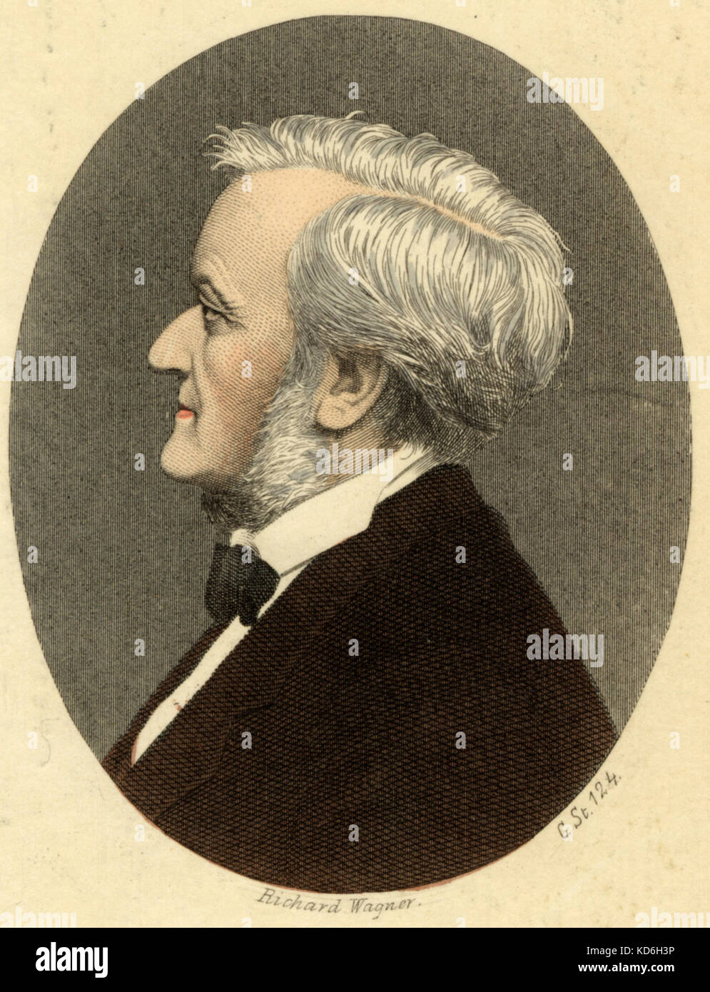 Robert Wagner Portrait in oval Deutscher Komponist & Autor, 1813-1883 Stockfoto