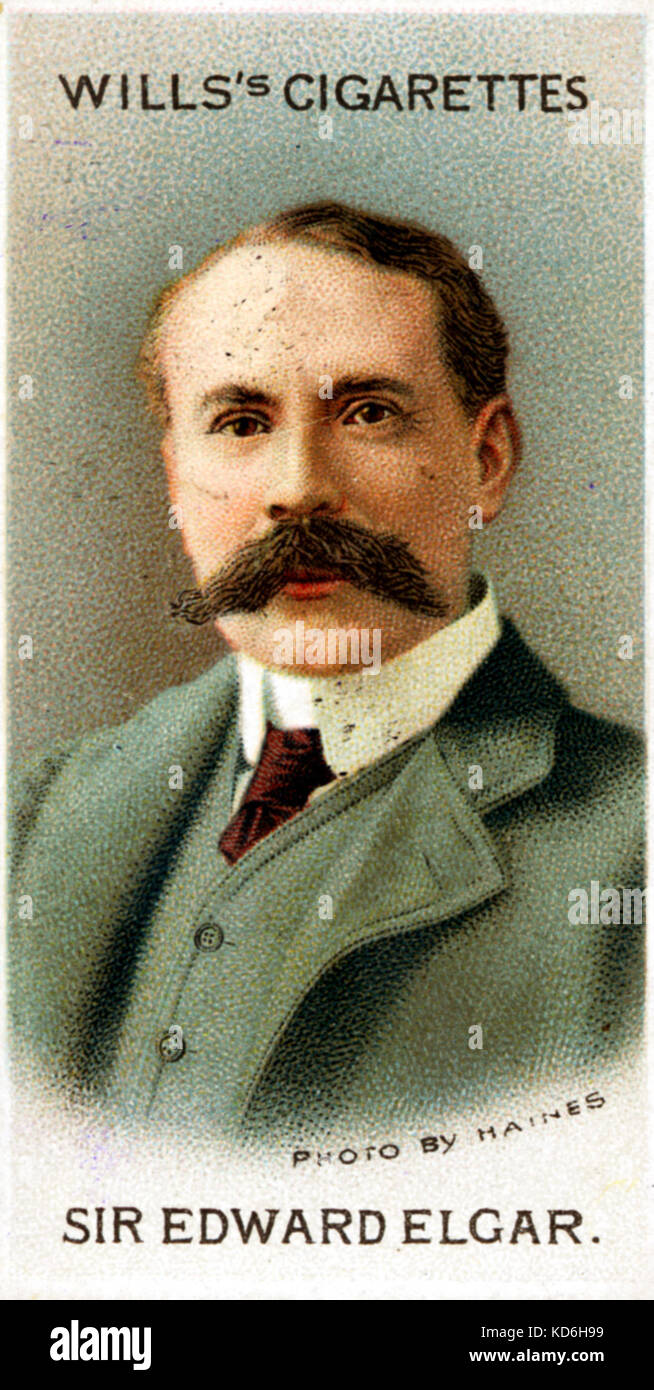 Edward Elgar Portrait auf Zigaretten Karte Wills, in London veröffentlicht. Englische Komponist (1857-1934). Stockfoto