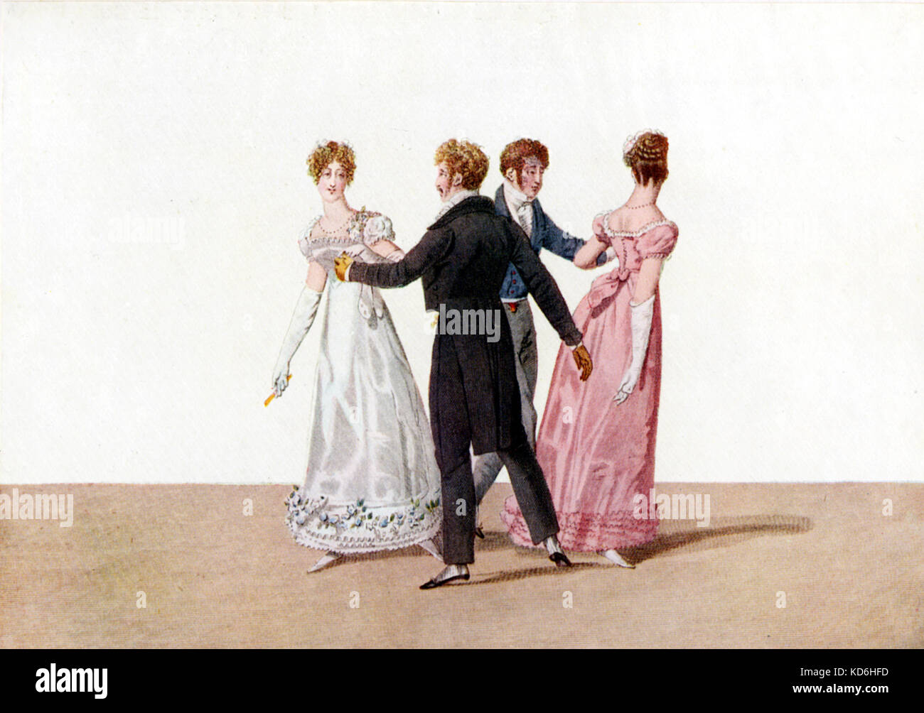 "Chaine Anglaise" aus dem Buch der Kontretdnze, Paris, 1820. Die kontretanz wurde aus der englischen Country Dance entwickelt und populär wurde in Frankreich. Stockfoto