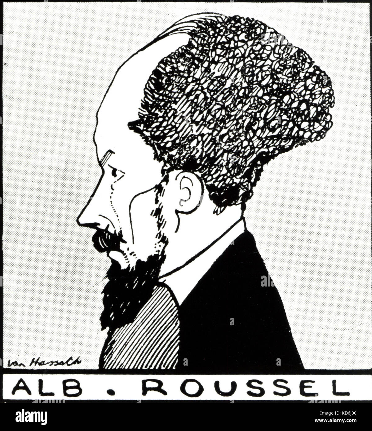Albert Roussel, französischer Komponist, 1869-1937. Profil Zeichnung. Ian Hassack (Daten nicht bekannt) Stockfoto