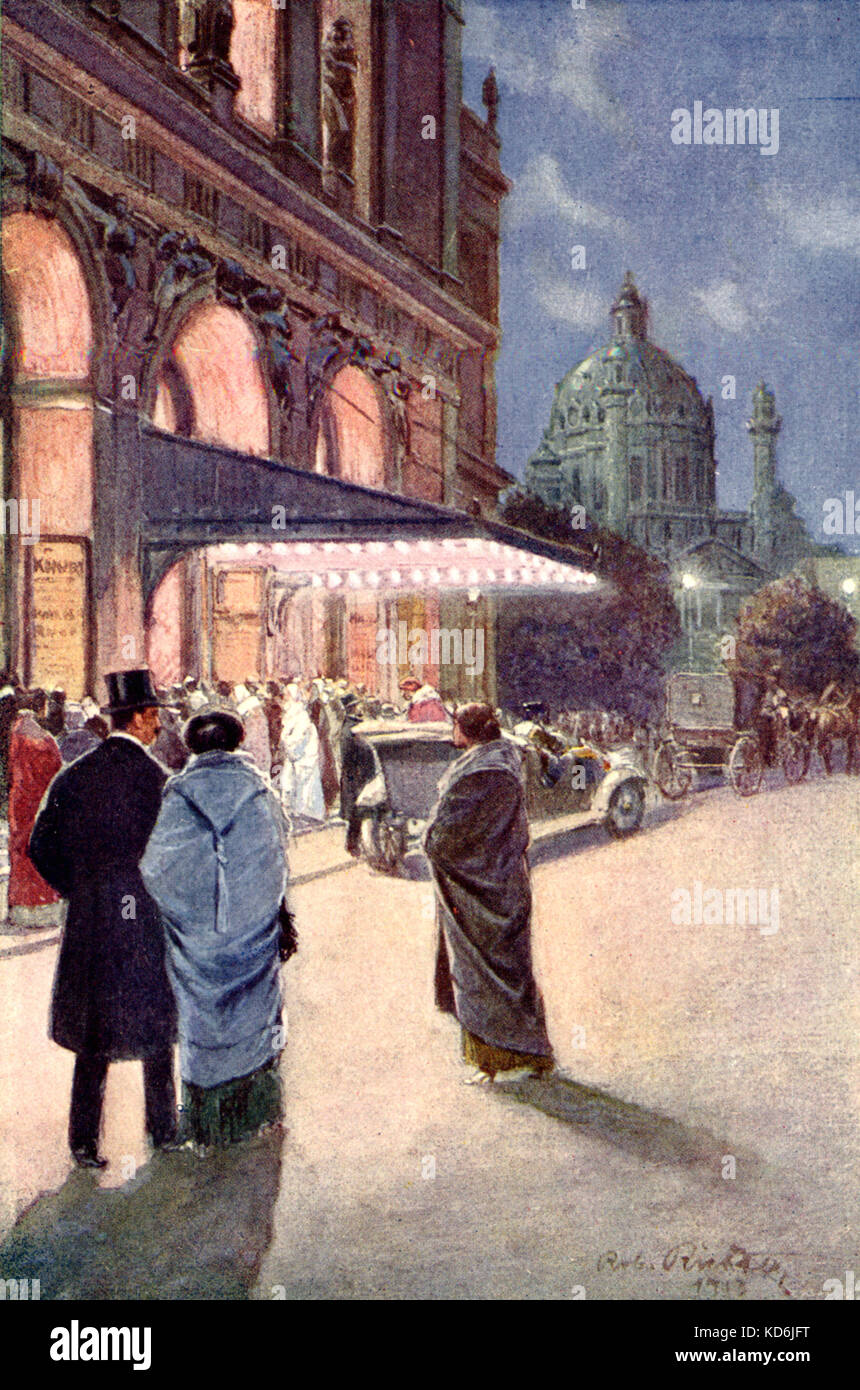 Abend im Musikverein, Wien. Konzert in der Nacht gegeben. Karlskirche im Hintergrund, von Rob Richter. Stockfoto