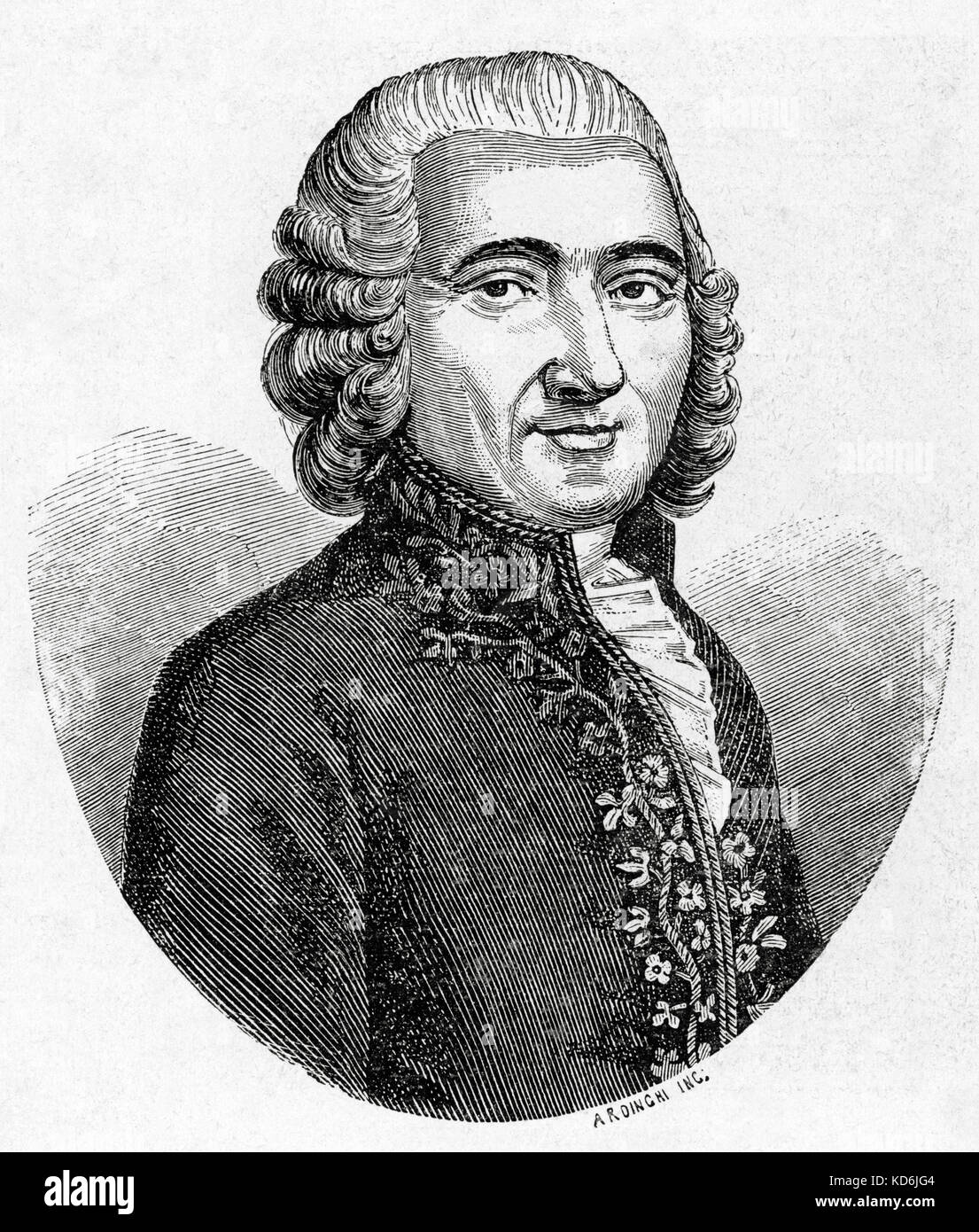 Luigi Boccherini - Porträt des italienischen Komponisten und violoncello Virtuose. 19 Februar 1743 - 28. Mai 1805. Unsigned Gravur nach Lefevre. Cellist Stockfoto