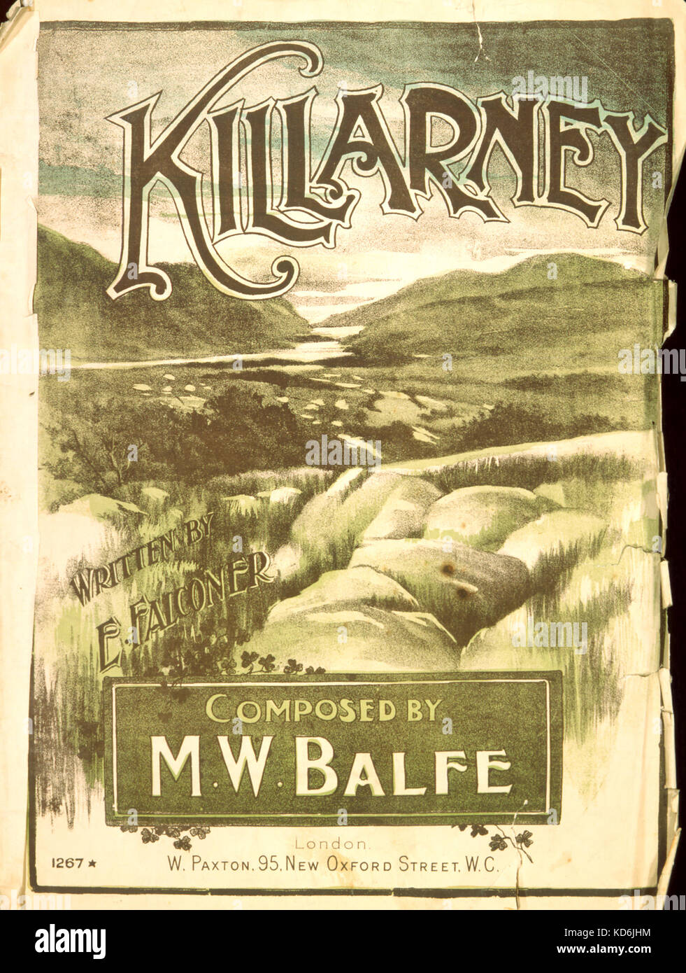 Michael William Balfe, score Cover für "Killarney" von E.Falconer geschrieben, Musik komponiert von M. W. Balfe. Irische Komponist, 1808-1870. Stockfoto