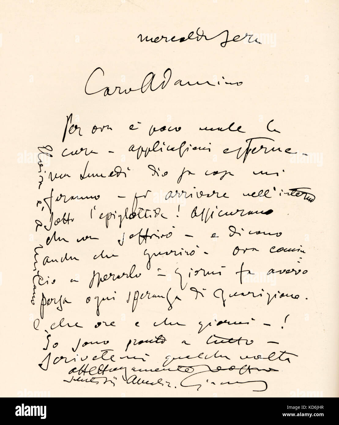 Von Giacomo Puccini Letzten Brief Vor Seinem Tod Dear Adamino Für