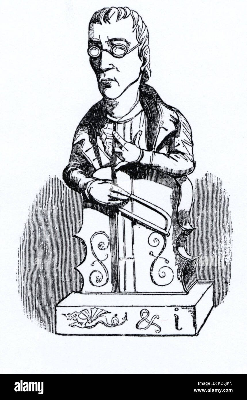 Karikatur von Domenico Dragonetti, der große double-bass Player, 1763 ...