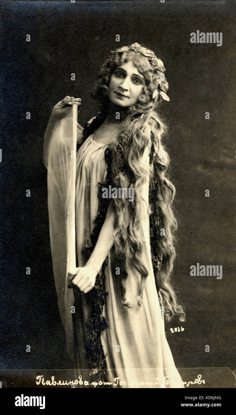 V. Pavlinova in der Rolle. Postkarte unterzeichneten 1927 auf der Rückseite, von der Sängerin. Russische Sängerin. Stockfoto