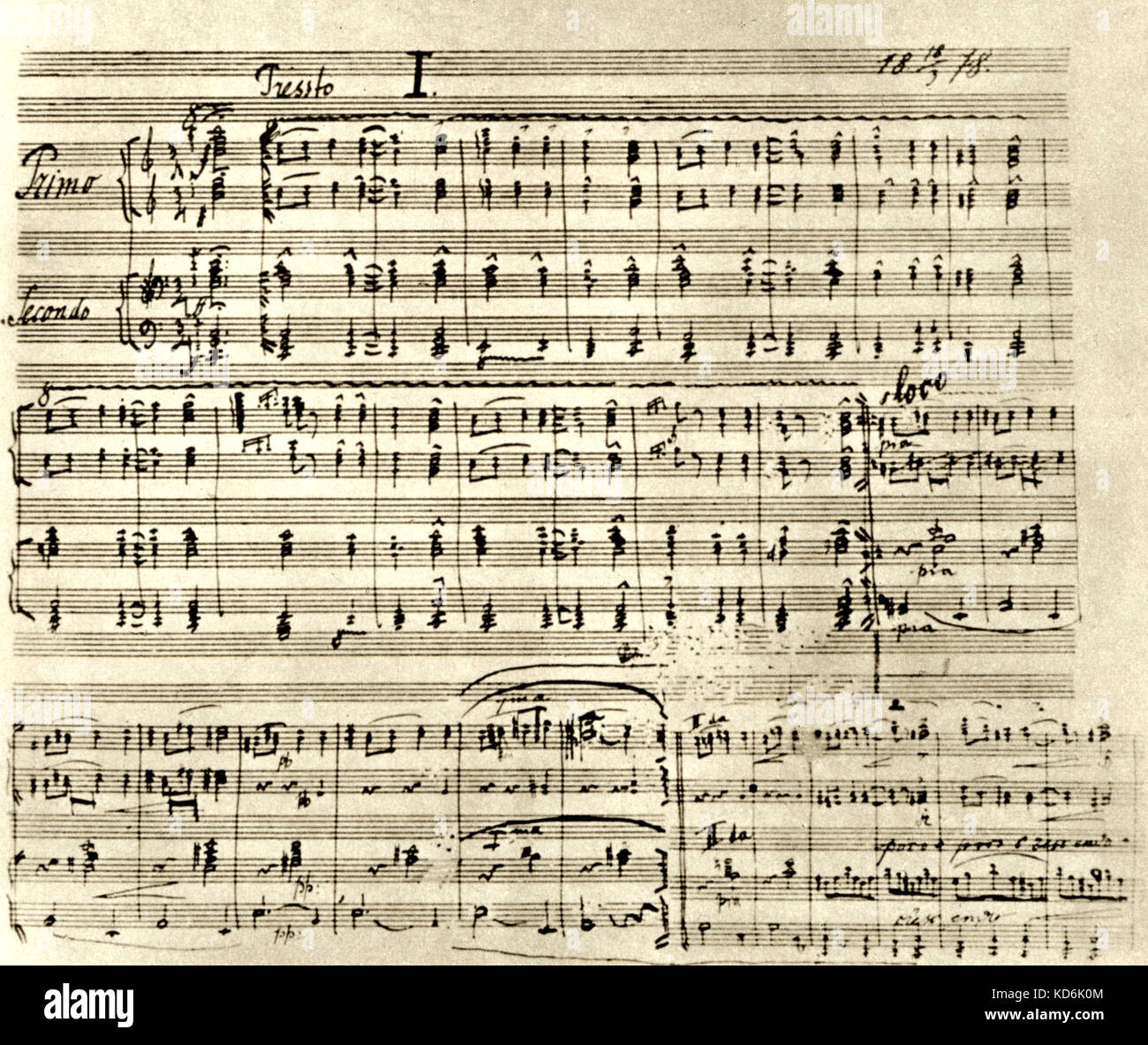 Eröffnung von Tschaikowski's lavonic Tanz' Nr. 1, op.46, mit der Handschrift des Komponisten, 1876. Score page signiert und datiert. Tschechische Komponist, 1841-1904. Stockfoto