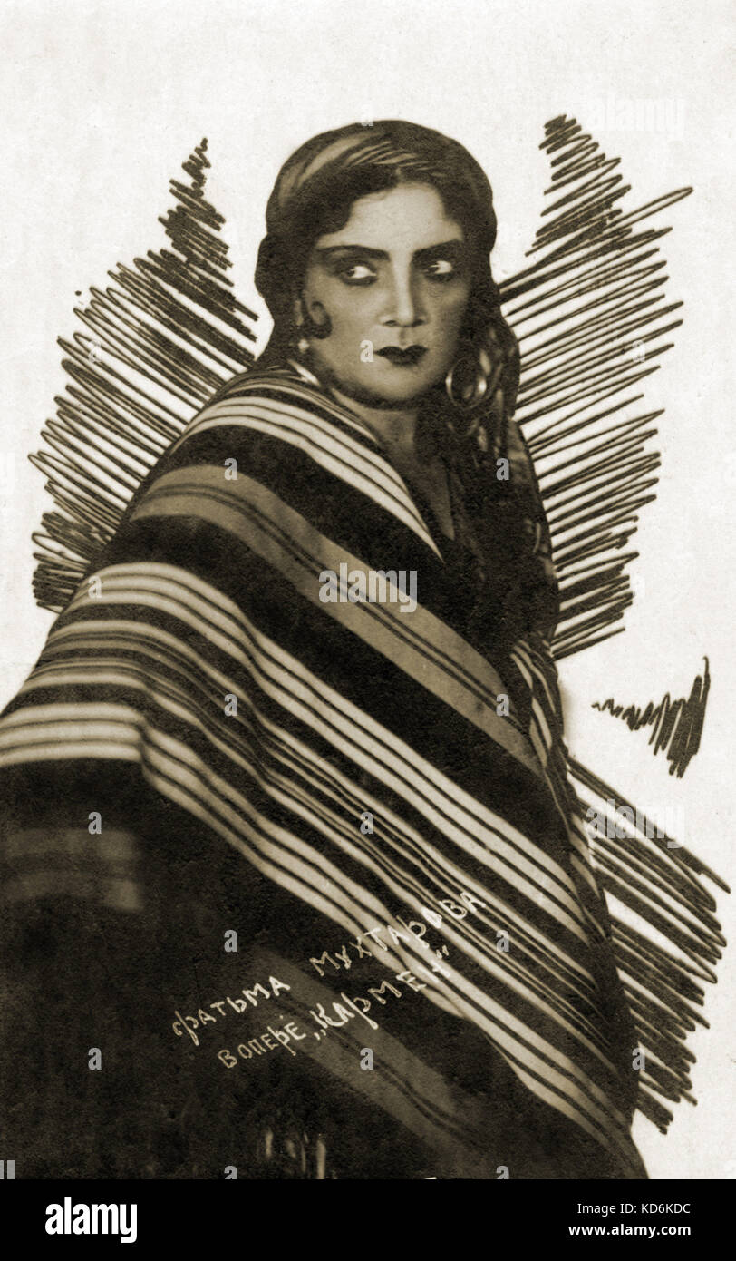 Georges Bizets Oper Carmen mit Fatima Muhtasava im Titel - Rolle. Der französische Komponist, 25. Oktober 1838 und 3. Juni 1875. Stockfoto