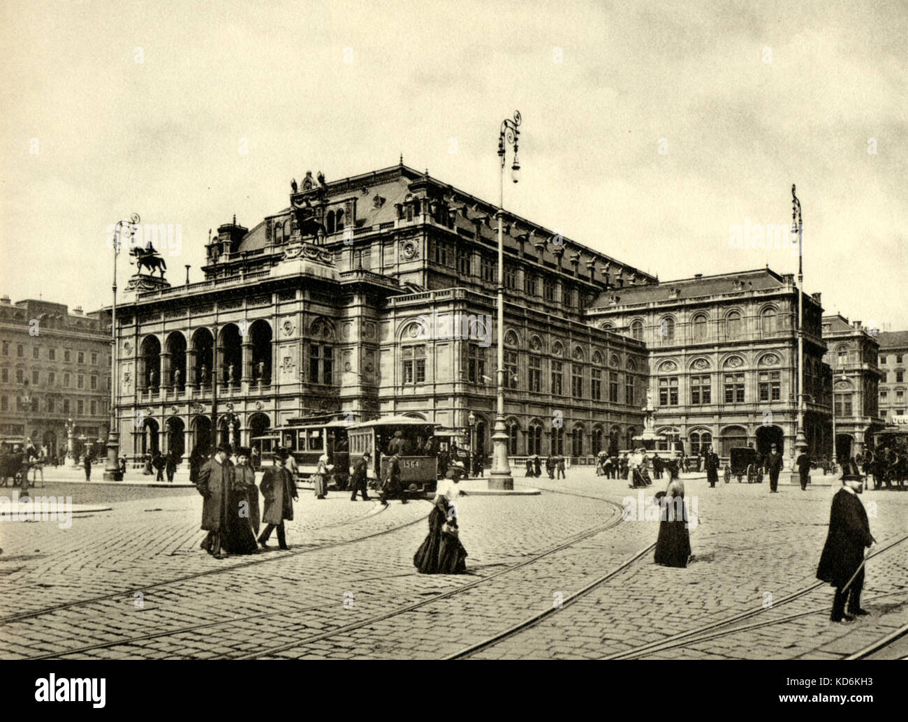 Der hofoper (Hofoper) in Wien, an der Wende des Jahrhunderts. Wurde Staatsoper (Staatsoper) im Jahr 1918. Street Scene. Stockfoto