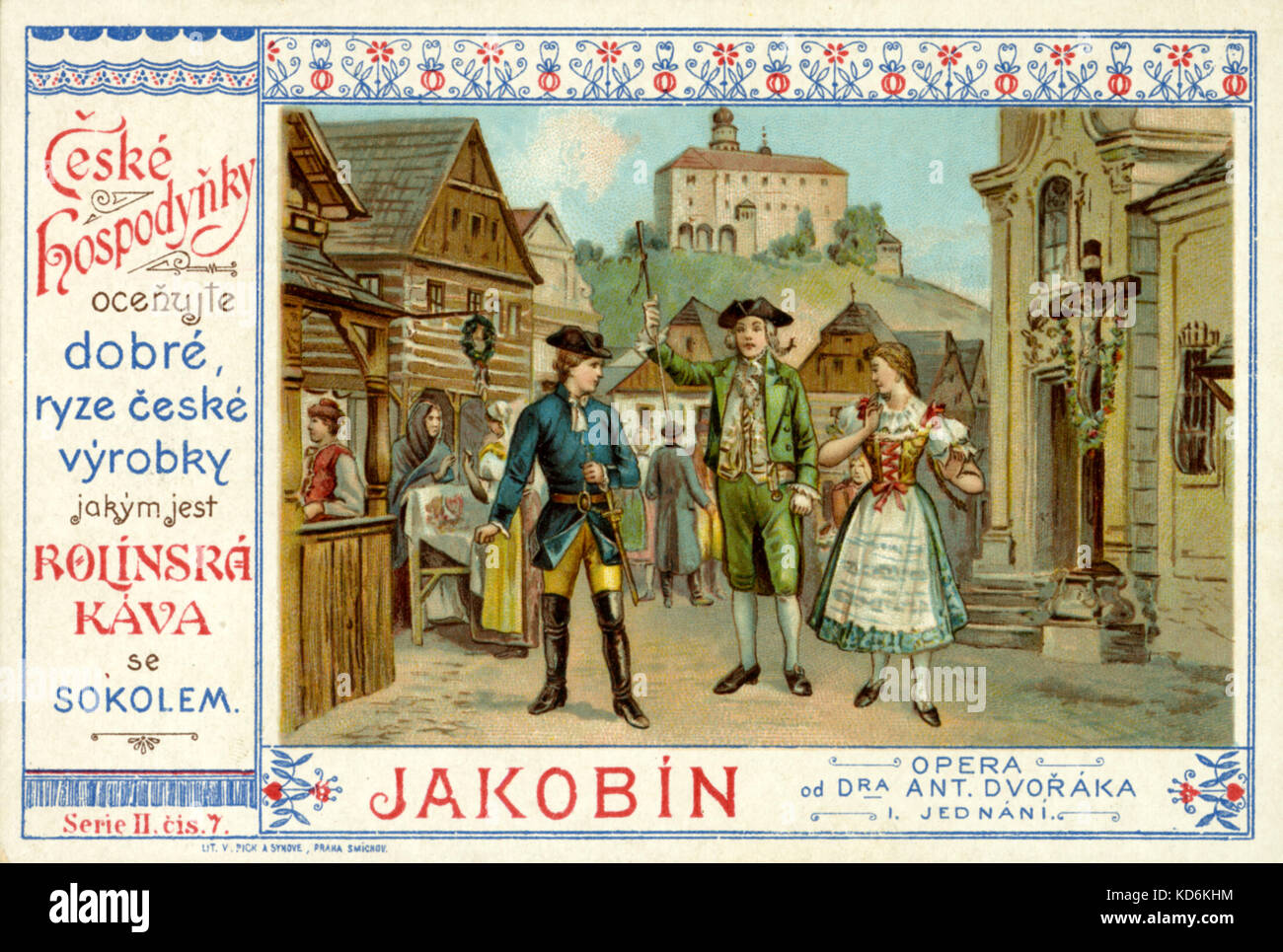 Szene aus Antonin Dvoraks Oper "Jakobin' auf Karte für Ceske Hospodynky. Tschechische Komponist, 8.September 1841 - 1. Mai 1904 Stockfoto