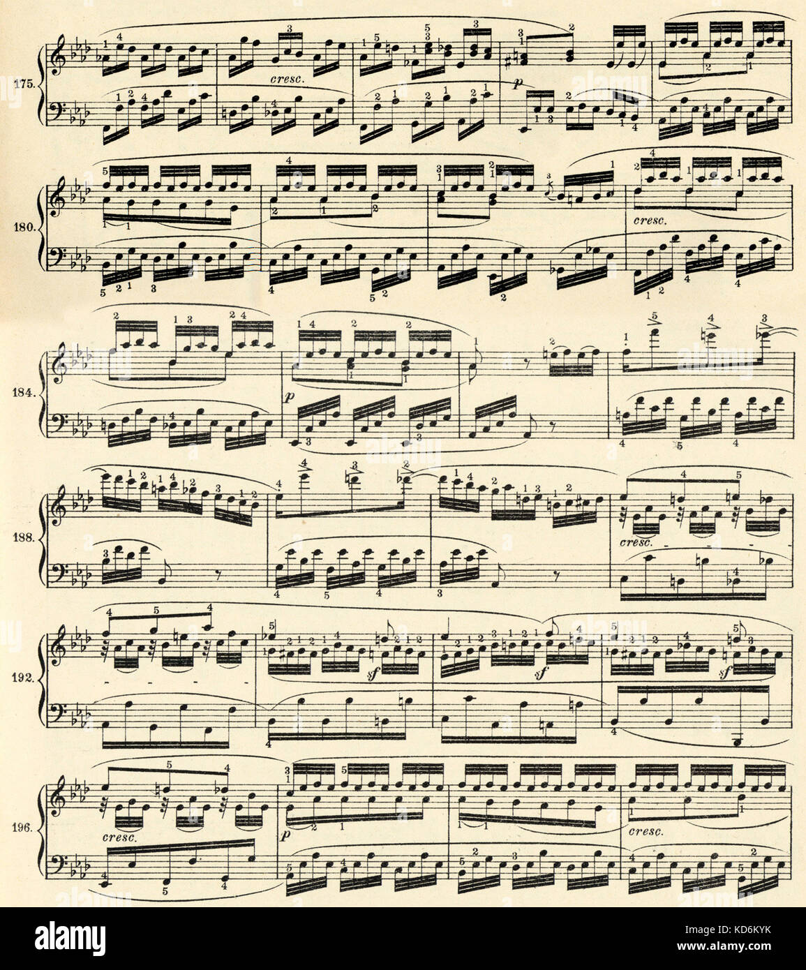 BEETHOVEN, Ludwig van - Piano Sonata in einem Flachbild-Op 26 gedruckte Partitur, 1801. Variante 5. Bearbeitet von Orlando Morgan beschriftet. Von Edwin Ashdown Ltd, London, 1922 veröffentlicht. Handgeschriebene Version der gleichen Stück beginnt mit bar Nr. 179 und endet mit Bar. 196 (Pic.). Im deutschen Komponisten 1770-1827. Stockfoto
