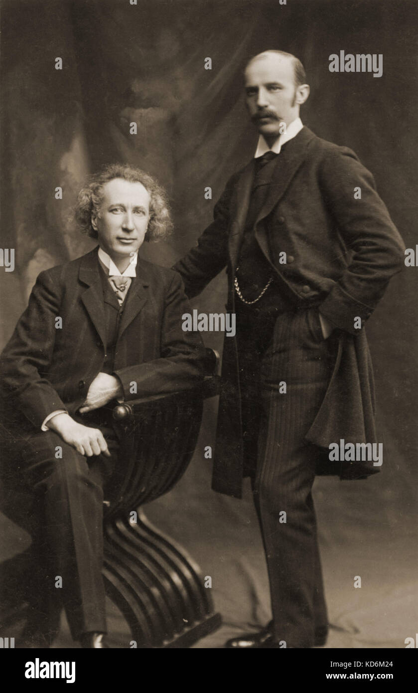 Emil Sauer (sitzend) und Willy Burmester. Deutsche Musiker. Sauer: deutsche Pianist und Komponist (1862-1942). Burmester: deutsche Geigerin (1869-1933). Rotary Foto. Stockfoto
