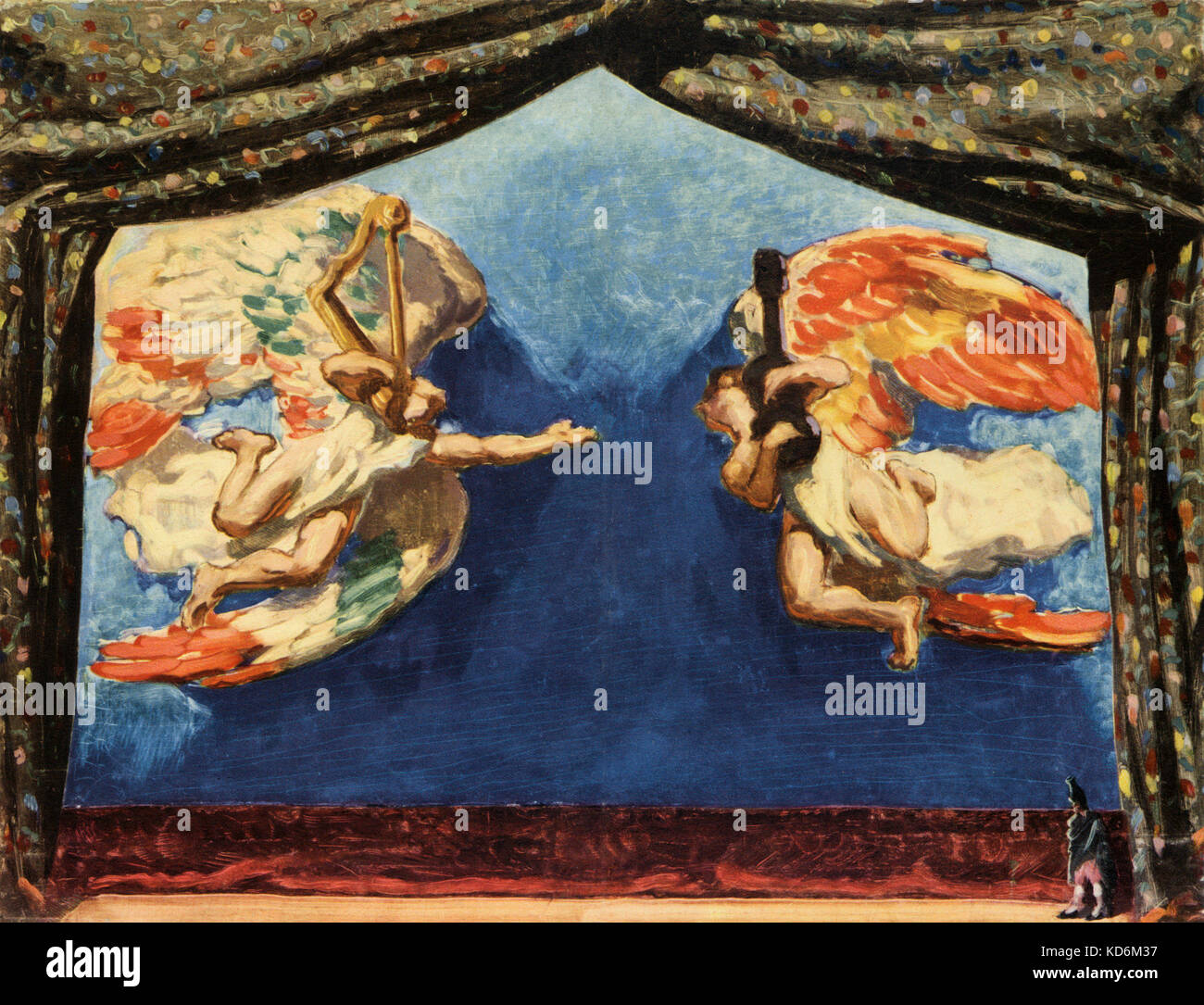 Goyescas Granados opera''. Set Design, die Kulisse von José Maria Sert (1938), für die Produktion an der Scala, Mailand. Der spanische Komponist, 27. Juli 1867 - 24. März 1916. Artist JMS: 21 Dezember 1874 - 27. November 1945 Stockfoto