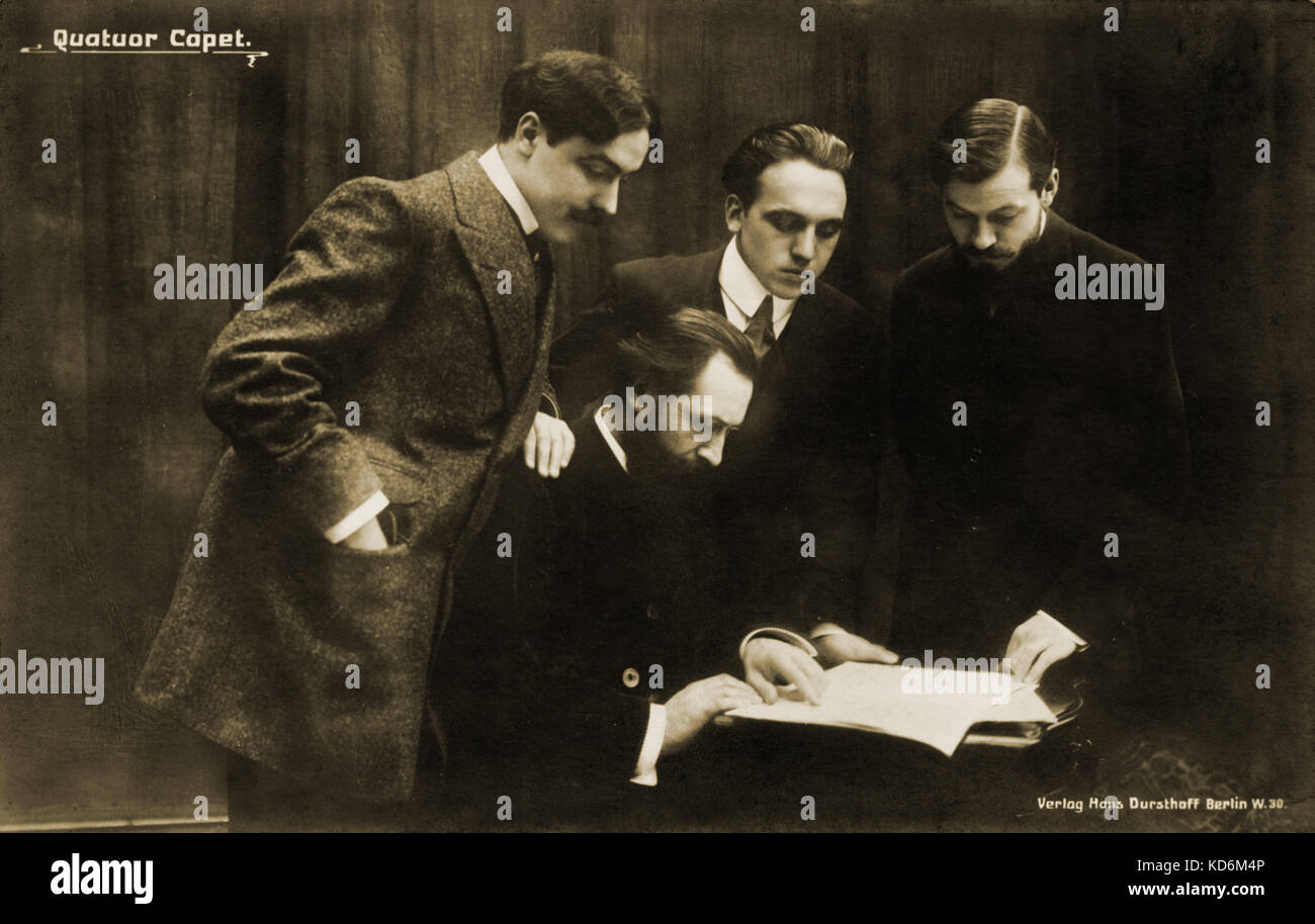 Capet quartet zu einem Score von Lucien Capet 1904 gegründet und spielte zunächst Violine Hans Dursthoff, Berlin Stockfoto
