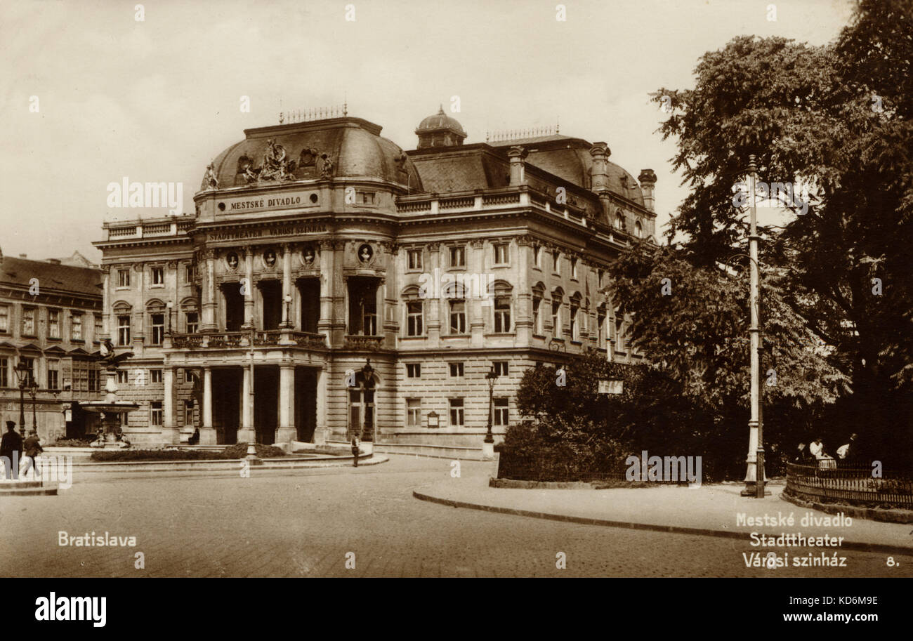 Stadttheater, Bratislava. Das National Theater, wo Janaceks "Kata Kabanova" im Jahr 1923 durchgeführt wurde. Tschechische Komponist, 13. Juli 1854 - 12. August 1928 Stockfoto
