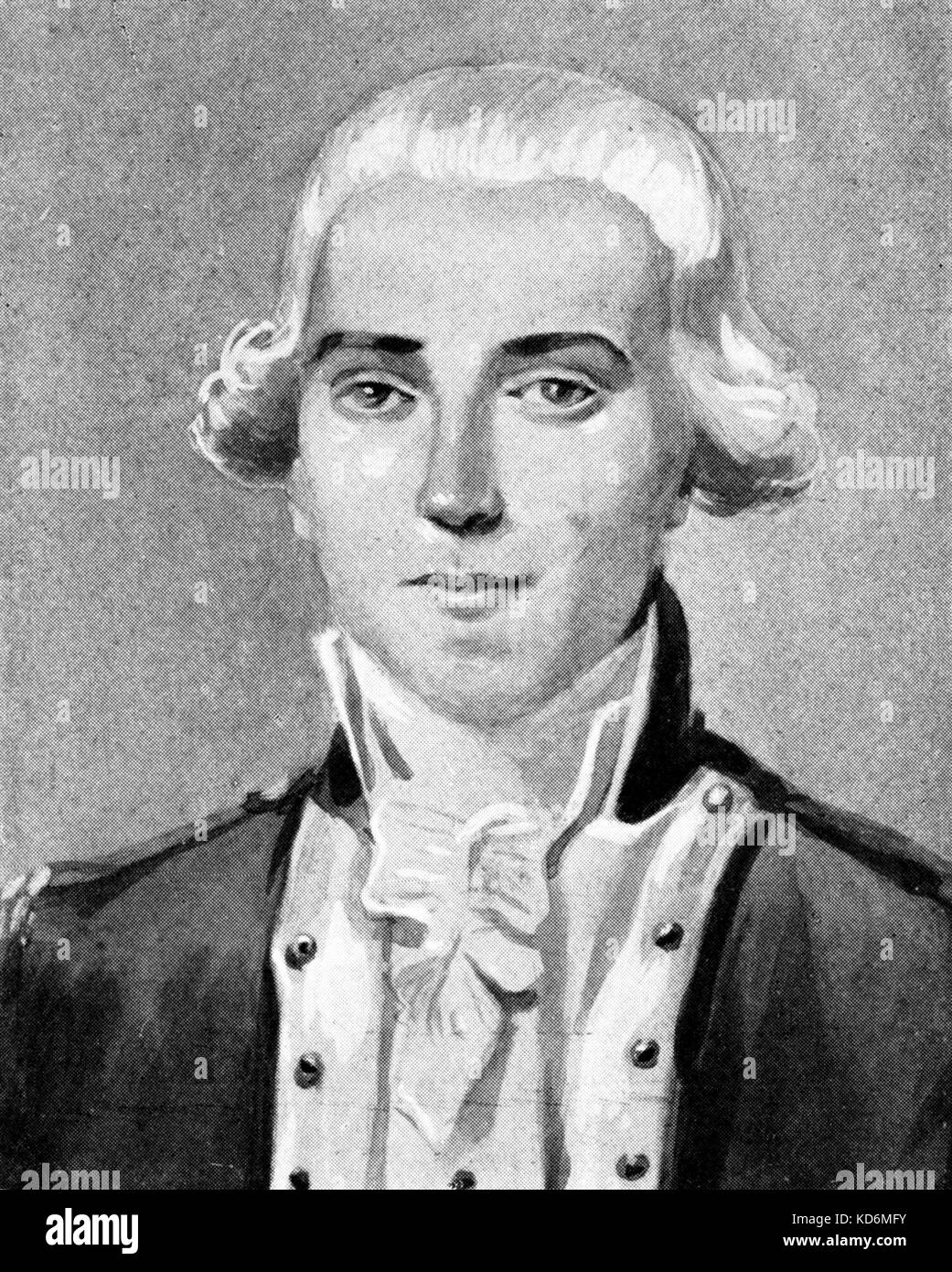 Bernardo Sarrette-Portrait. Französische Musiker, zeichnete zusammen die erste militärische Musik Ensemble, Spezialist für Blasinstrumente. 1765-1858. Stockfoto
