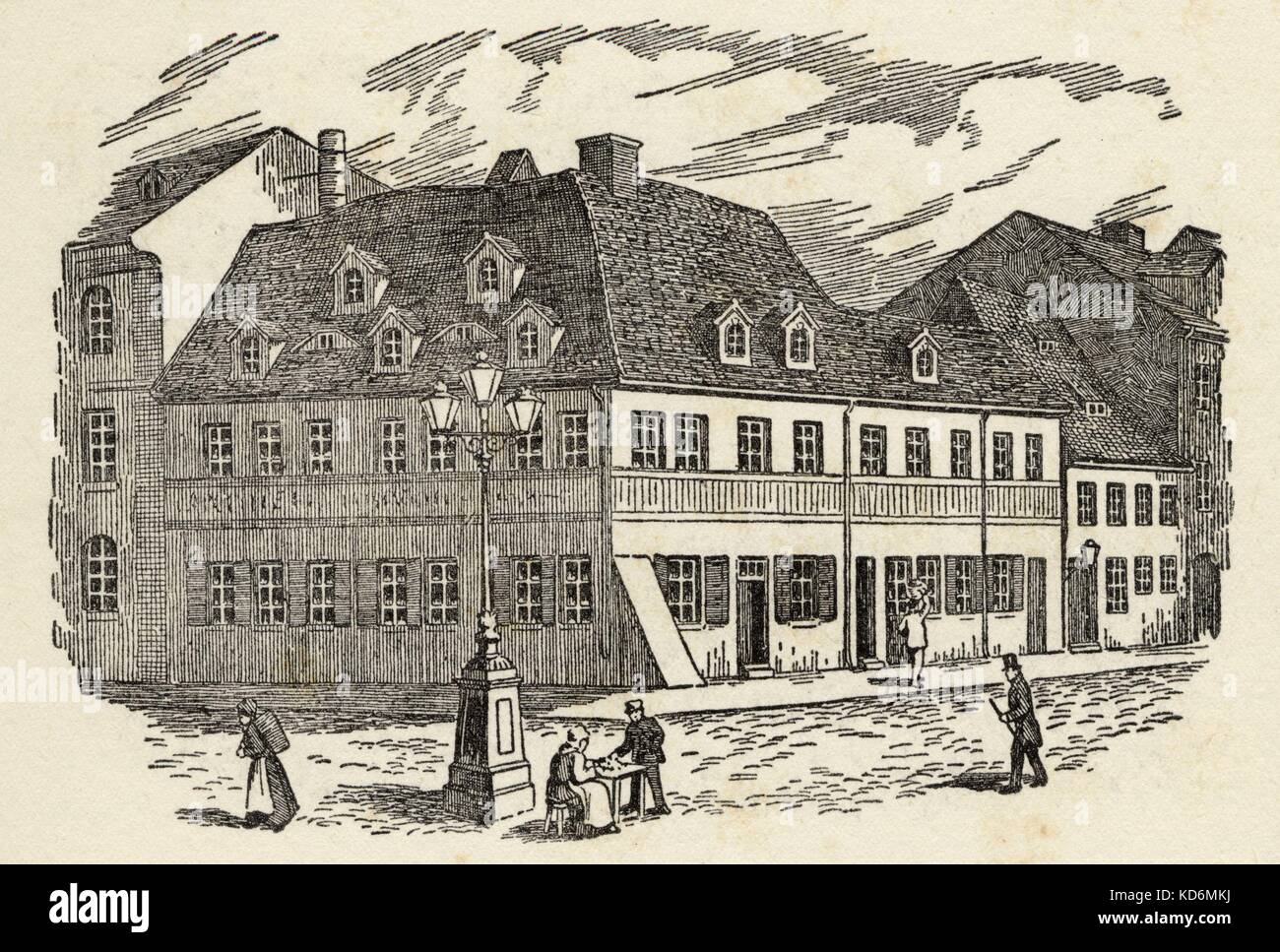 Robert Schumanns Geburtsort in Zwickau, Hauptmarkt 5, wo Schumann geboren wurde. Deutsche Komponist, 8. Juni 1810 - vom 29. Juli 1856. Stockfoto