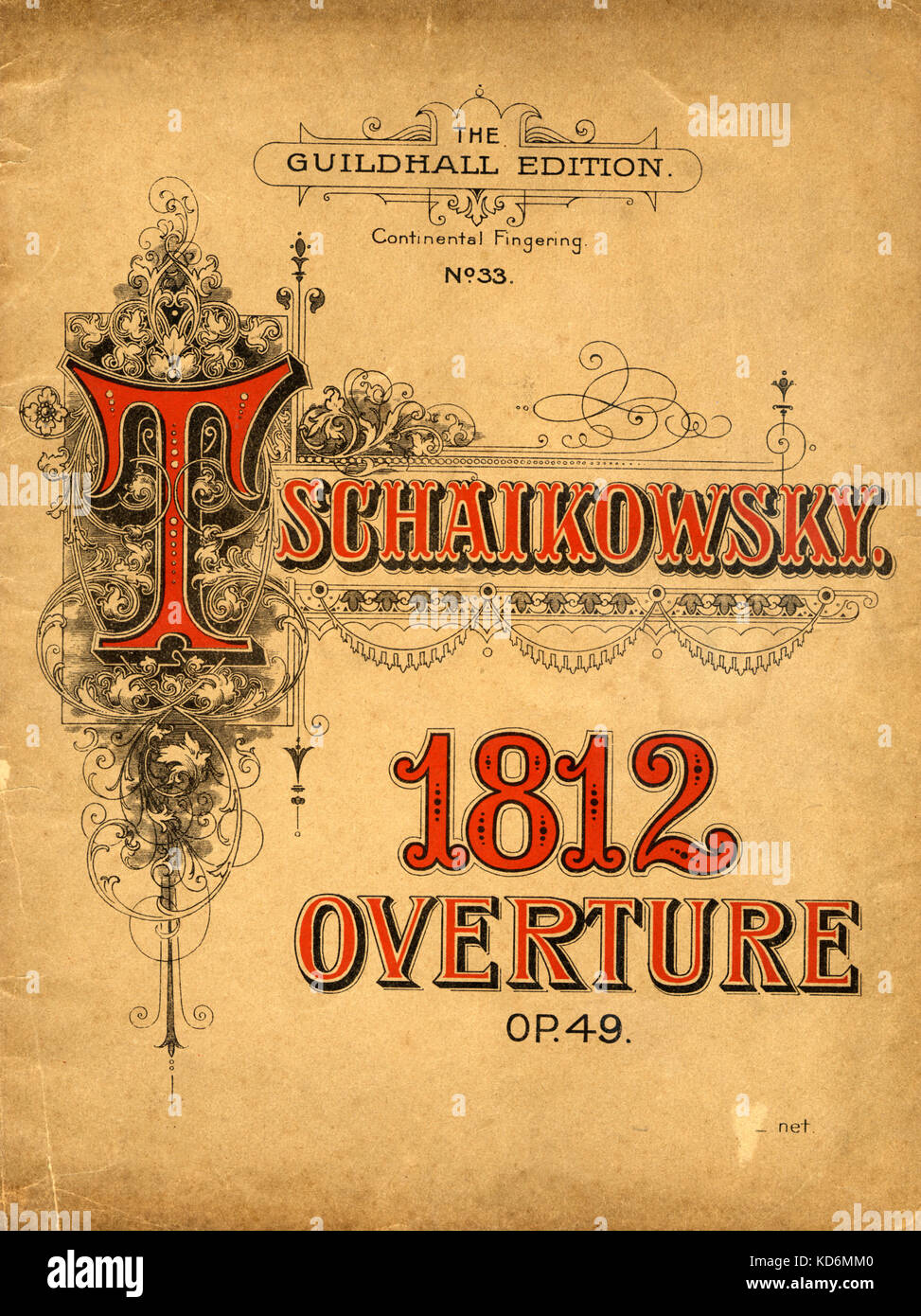 Tschaikowsky, Piotr I. Ouvertüre 1812 Opus 49 - score Cover London, Orpheus Music Publishing, russischer Komponist, 7. Mai 1840 - 6. November 1893. Stockfoto