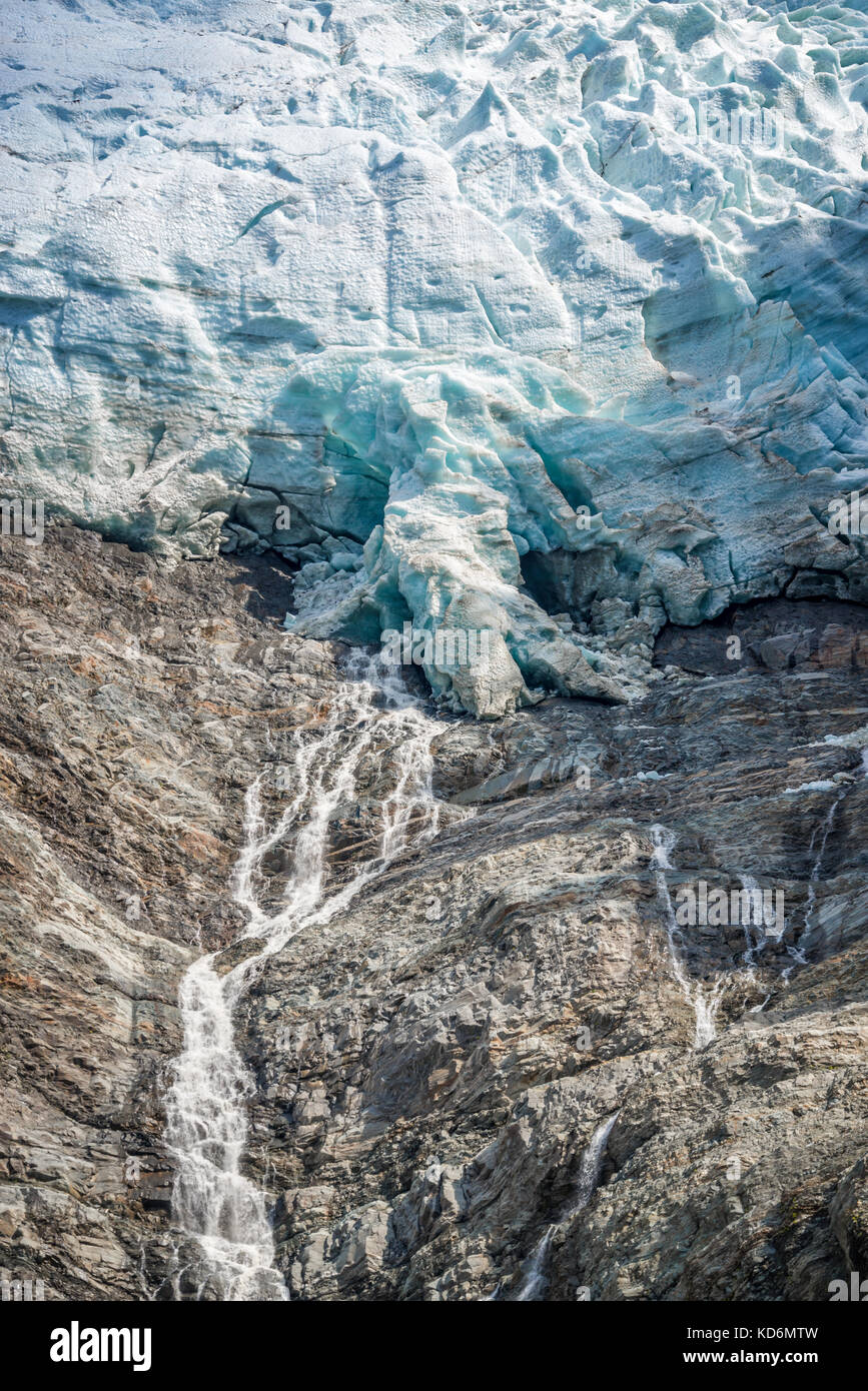 Bis auf das untere Ende des bossons Gletscher in der Nähe, in Chamonix Mont Blanc Massiv, die Alpen, Frankreich Stockfoto