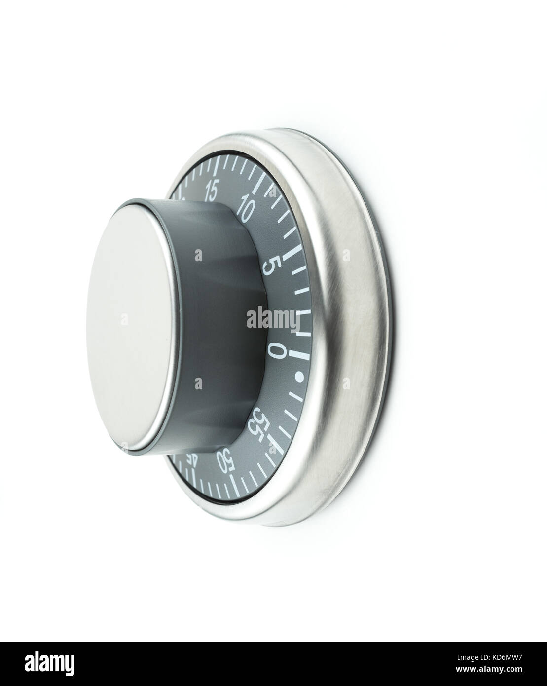 Temperaturregler/Wählen auf einem weißen Hintergrund. Mögliche Verwendung als Timer, Thermostat, Bank vault Combination Lock oder globale Erwärmung Konzept Stockfoto
