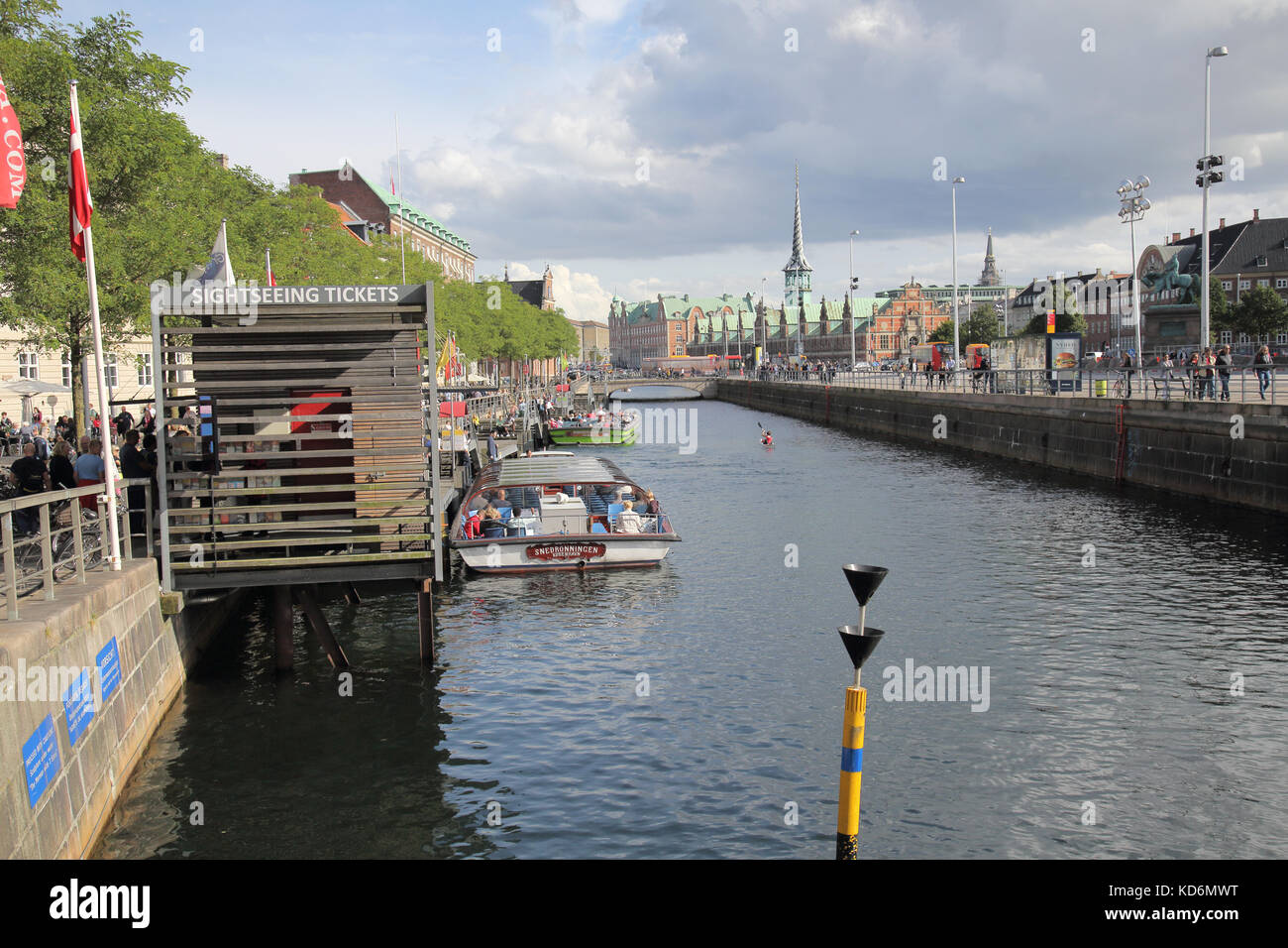Touristenboot Stadtrundfahrt Kopenhagen Dänemark Kanal Stockfoto