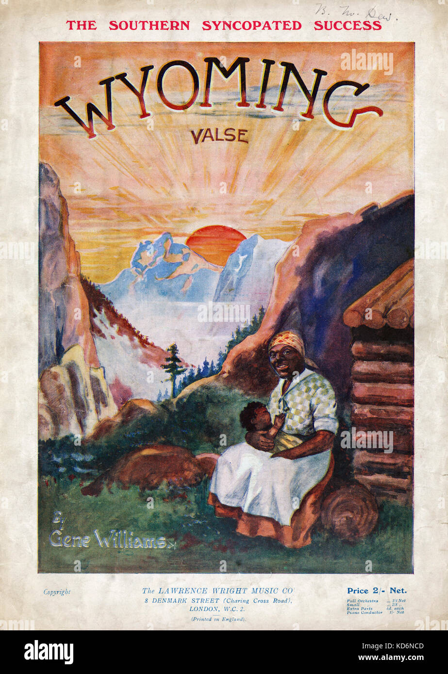 Gene Williams - "Wyoming Valse". Ergebnis decken. Leichte Musik. Durch das Lawrence Wright Musik Co, London 1919 veröffentlicht. Stockfoto