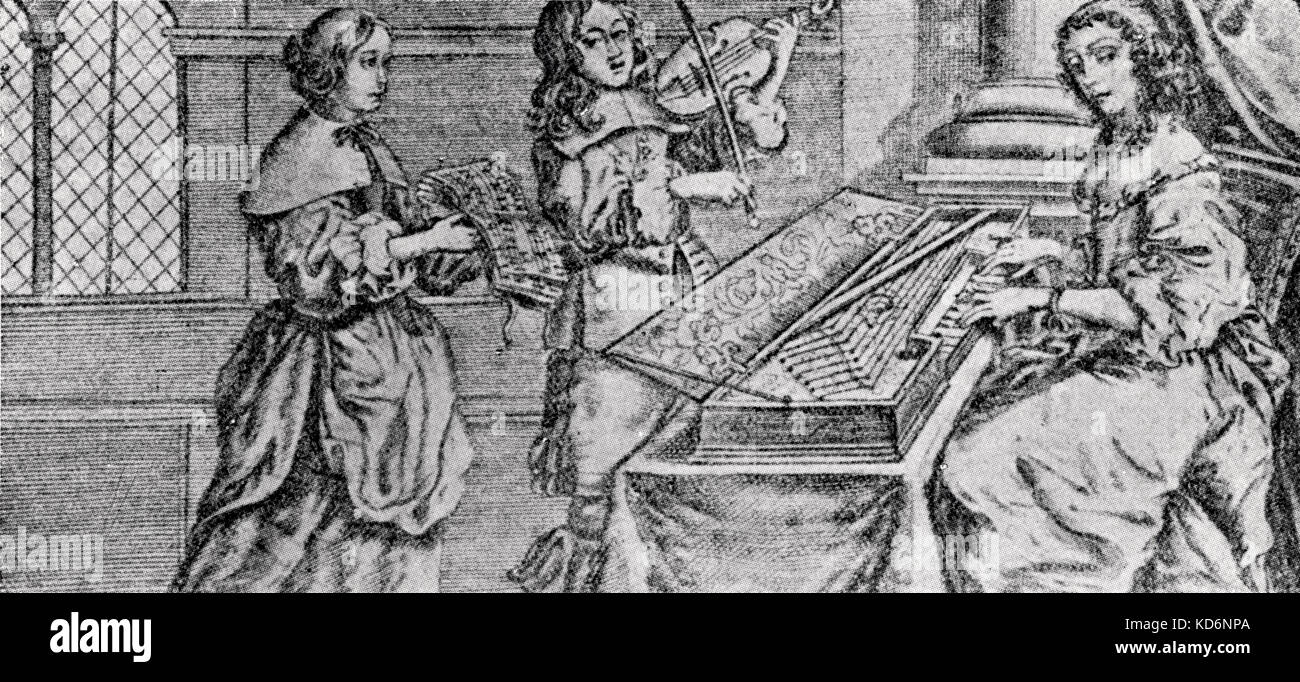 Englisch Kammermusik, Ende des 16. Jahrhunderts. Clavichord und Viola gespielt Stockfoto