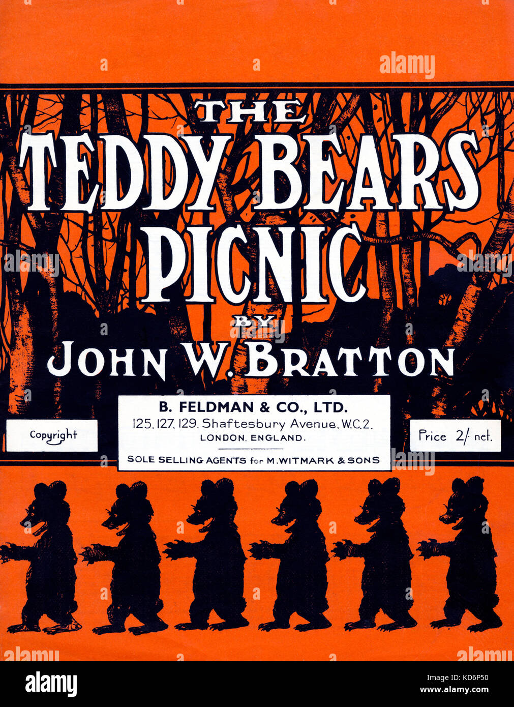 Die Teddybären Picknick score Abdeckung/Musik von John W Bratton von B. Feldman, London, Veröffentlicht Stockfoto