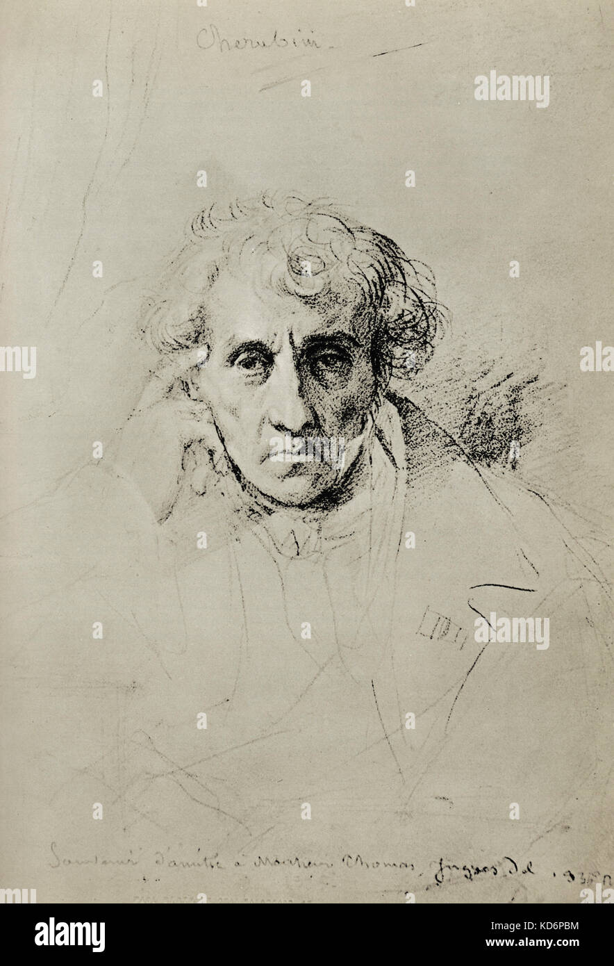 Luigi Cherubini Zeichnung von Ingres, Rom, 1830. Italienischer Komponist. 1760-1842 Stockfoto