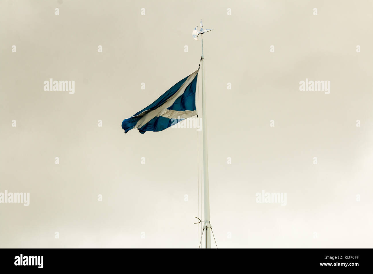 Die Saltyre , Flagge Schottlands, die am Denkmal für die Schlacht von Bannockburn, Bannockburn Visitor Centre, Stirling, Schottland, fliegt Stockfoto