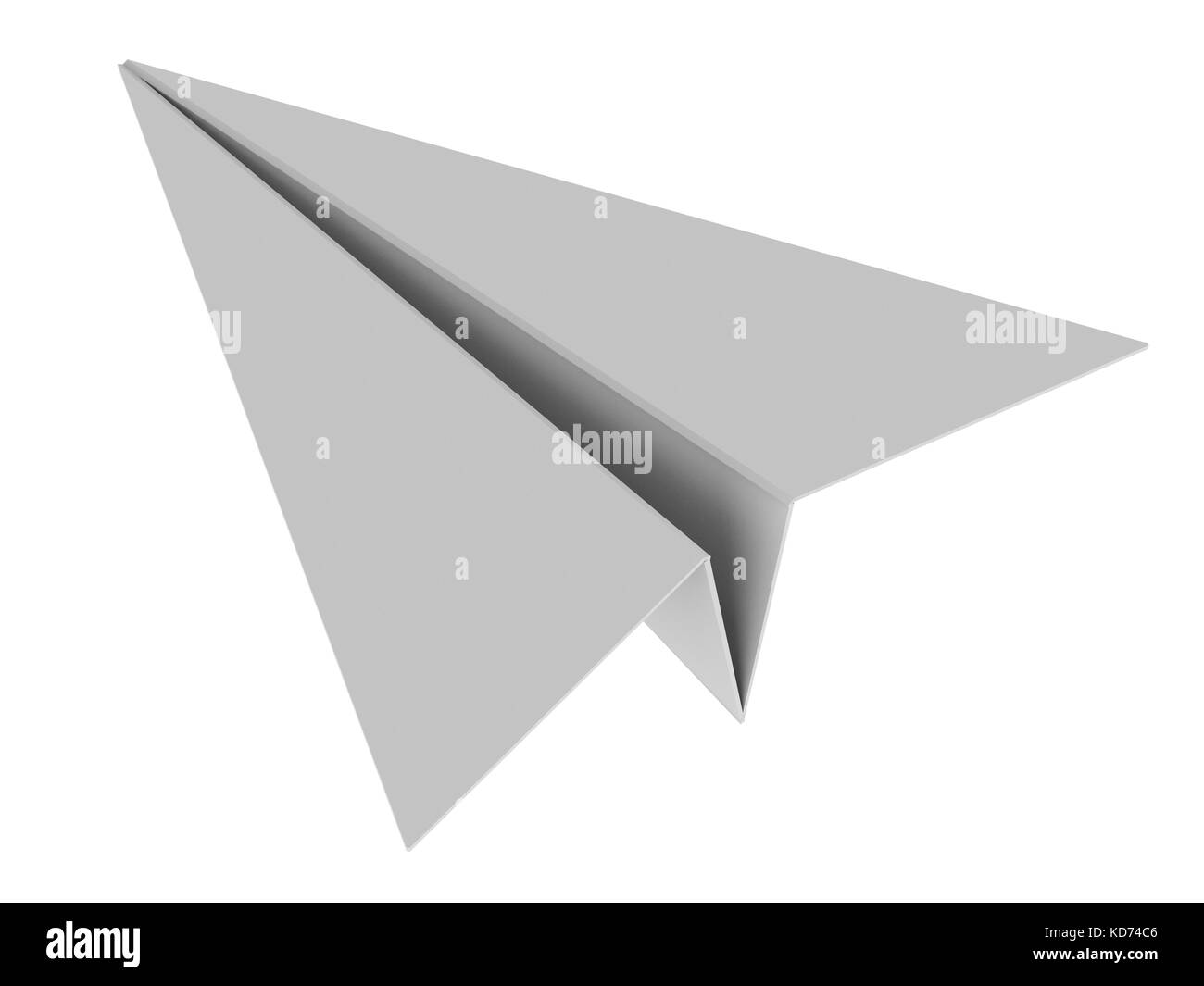 3D-Rendering grau Paper Plane isoliert auf weißem Stockfoto