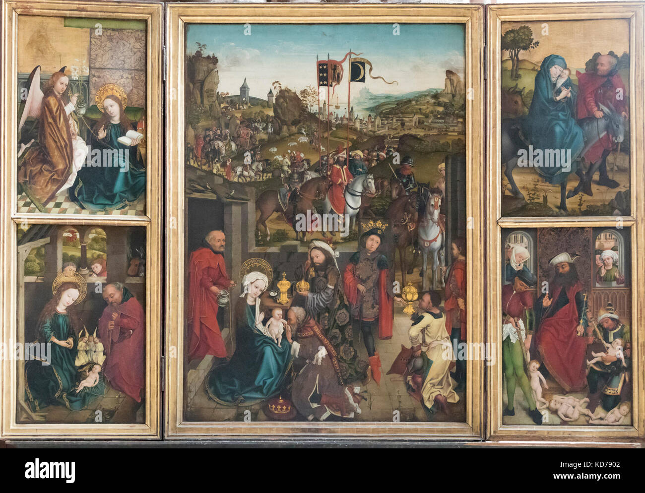 Die Sterndeuter (drei Könige) Altar, 1460, St. Lorenzkirche, Nürnberg, Bayern, Deutschland Stockfoto