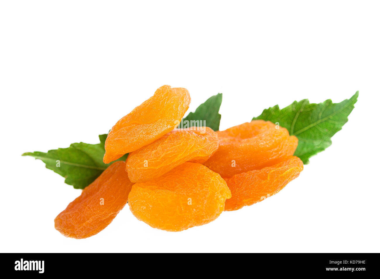Getrocknete Aprikosen in einem weißen Hintergrund Stockfoto